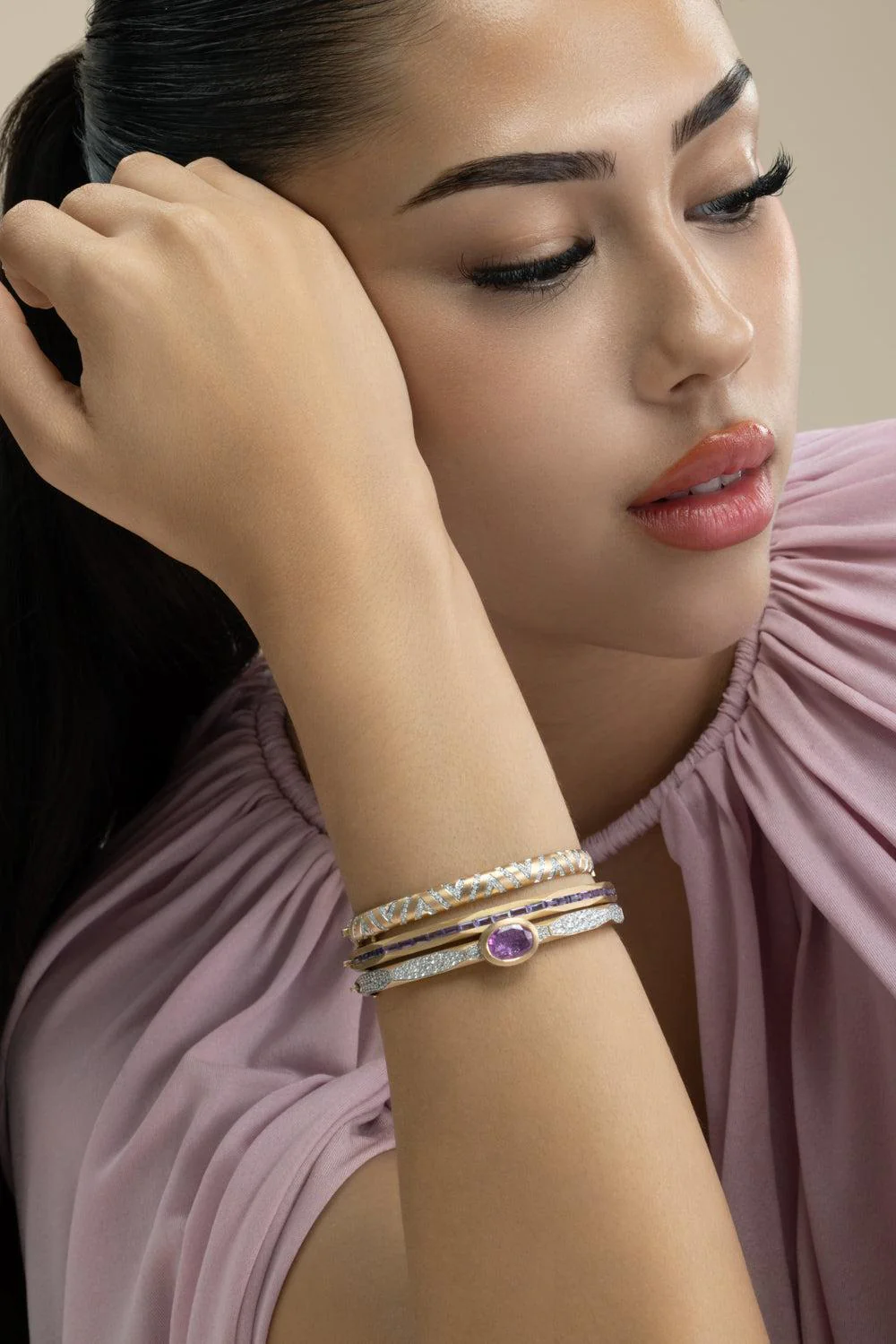 Diamond Baguette Black Enigma Bangle Bracelet - Image 3