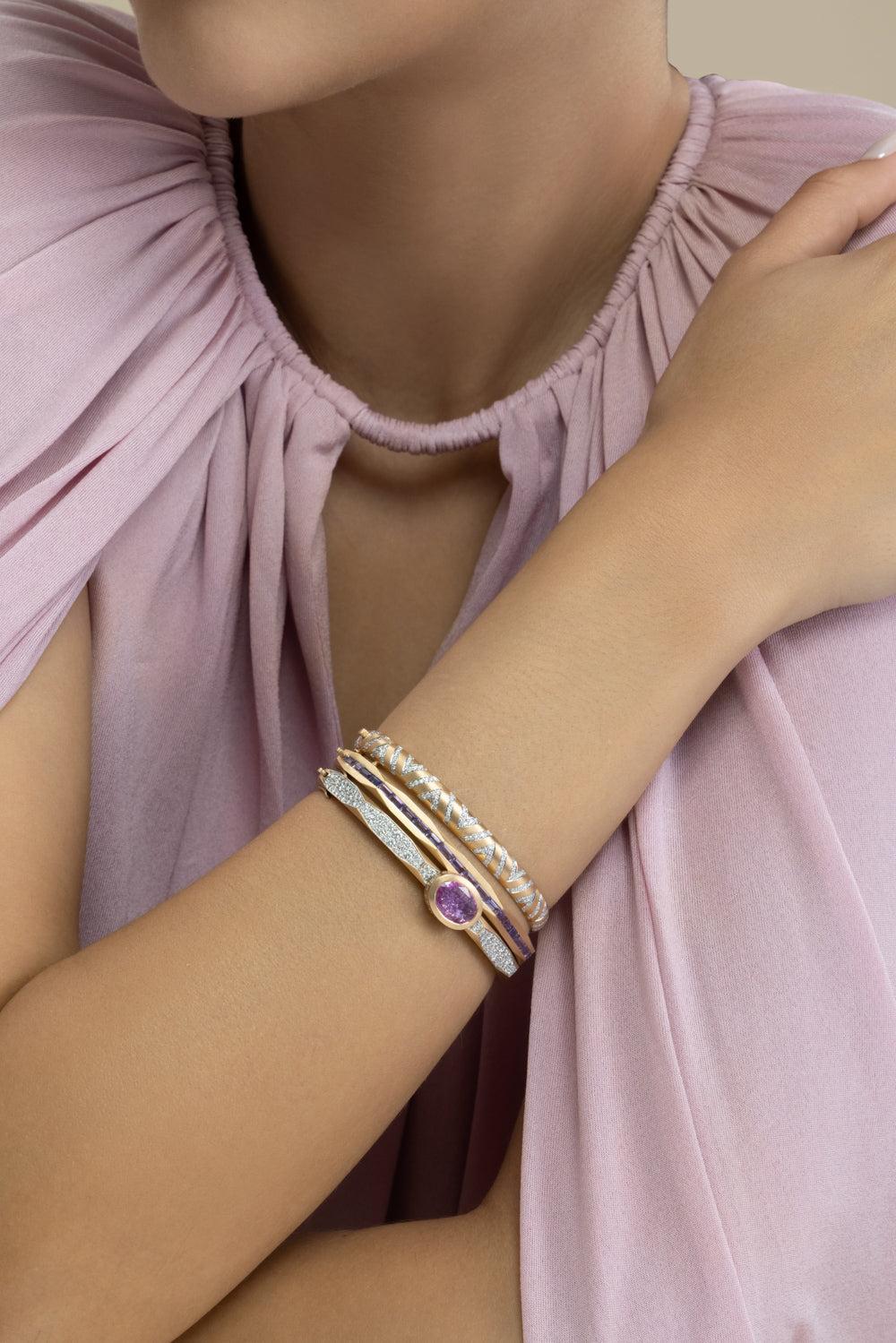 Diamond Chevron Bangle Bracelet - Image 2