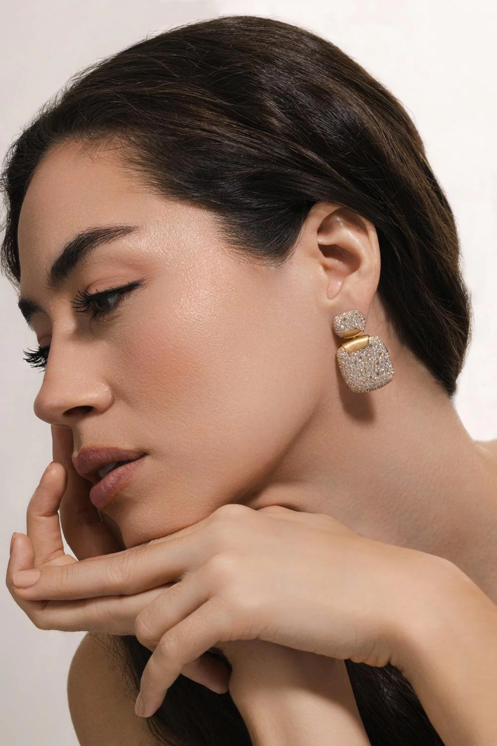 Diamond Cushion Drop Earrings - Image 4