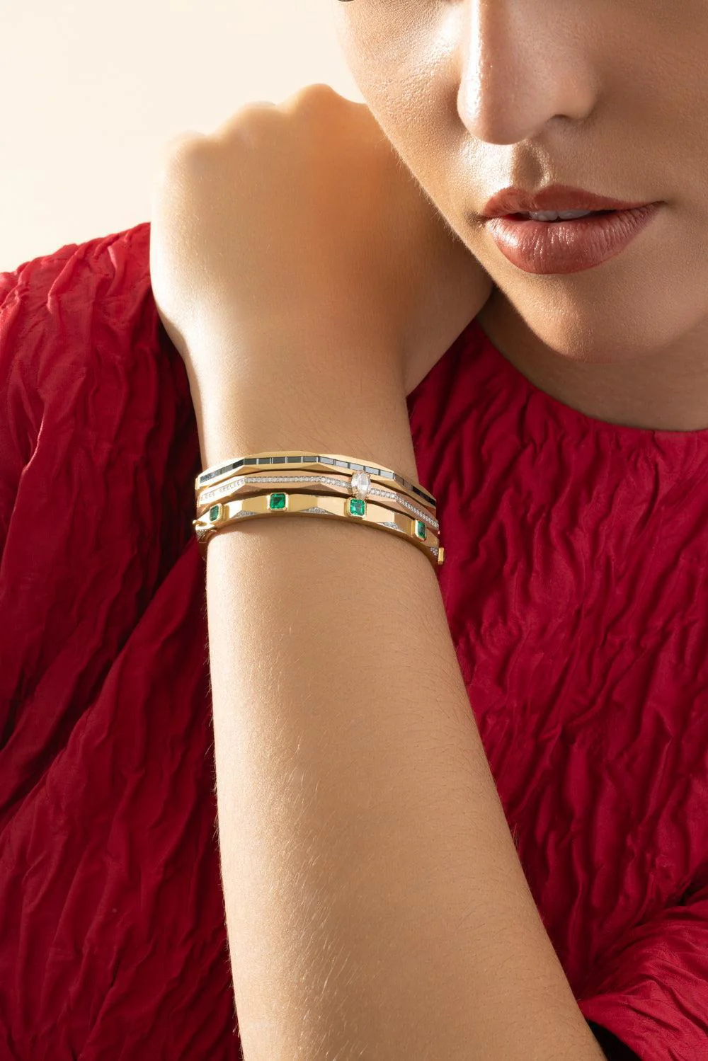 Diamond Enigma Geometric Oval Bangle Bracelet - Image 2