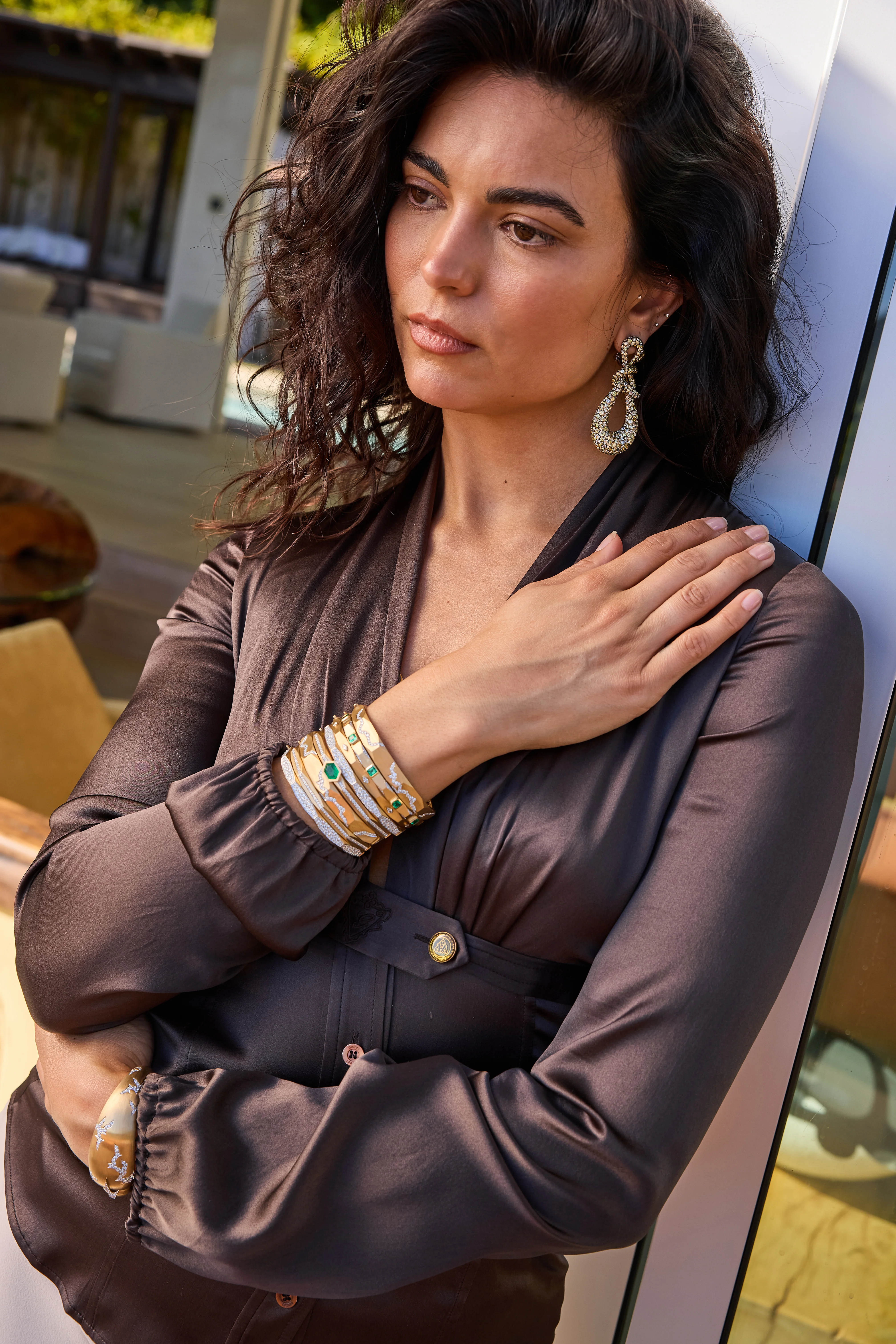 Diamond Half Micropave Enigma Bangle Bracelet - Image 3