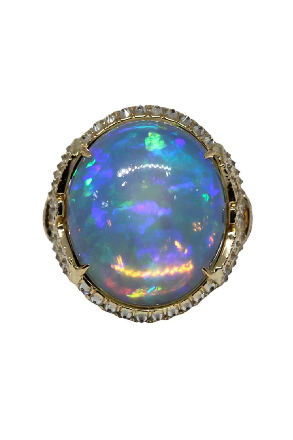 Diamond Opal Asian Deco Signature Ring