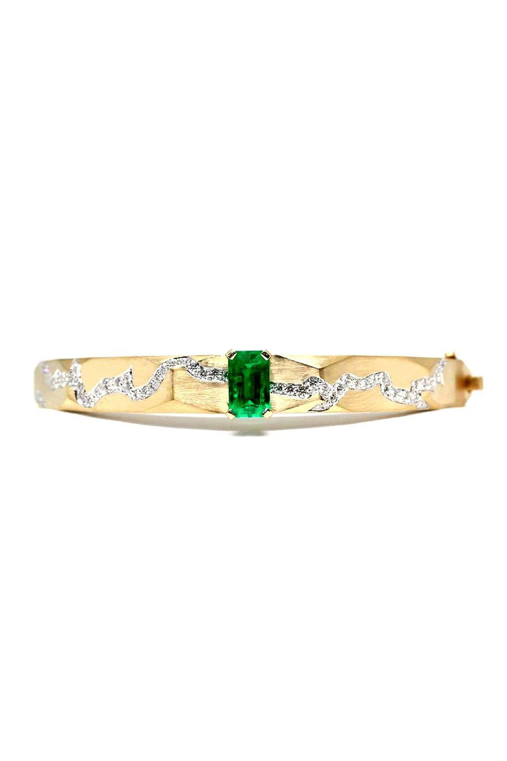Emerald Diamond Enigma Kintsugi Bangle Bracelet