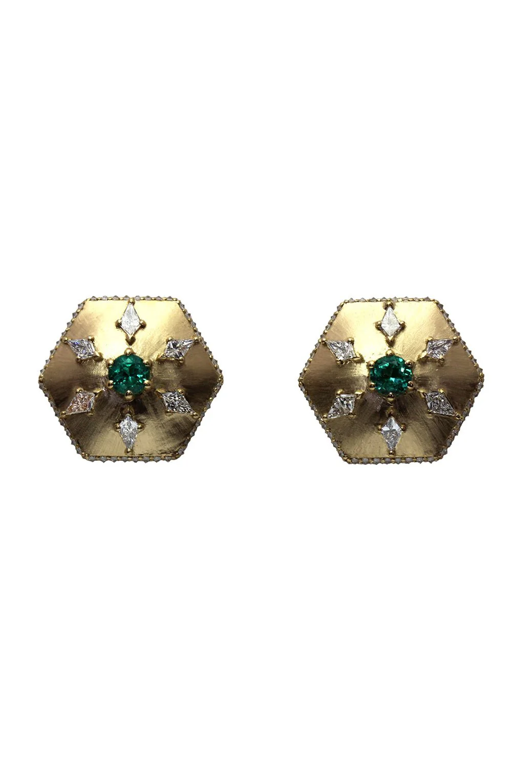 Emerald Hexagon Earrings
