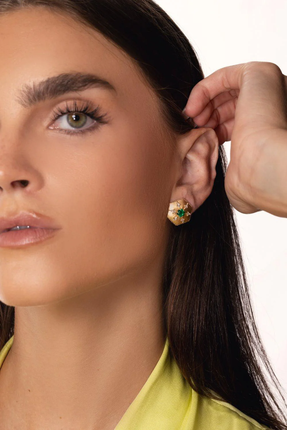 Emerald Hexagon Earrings - Image 2