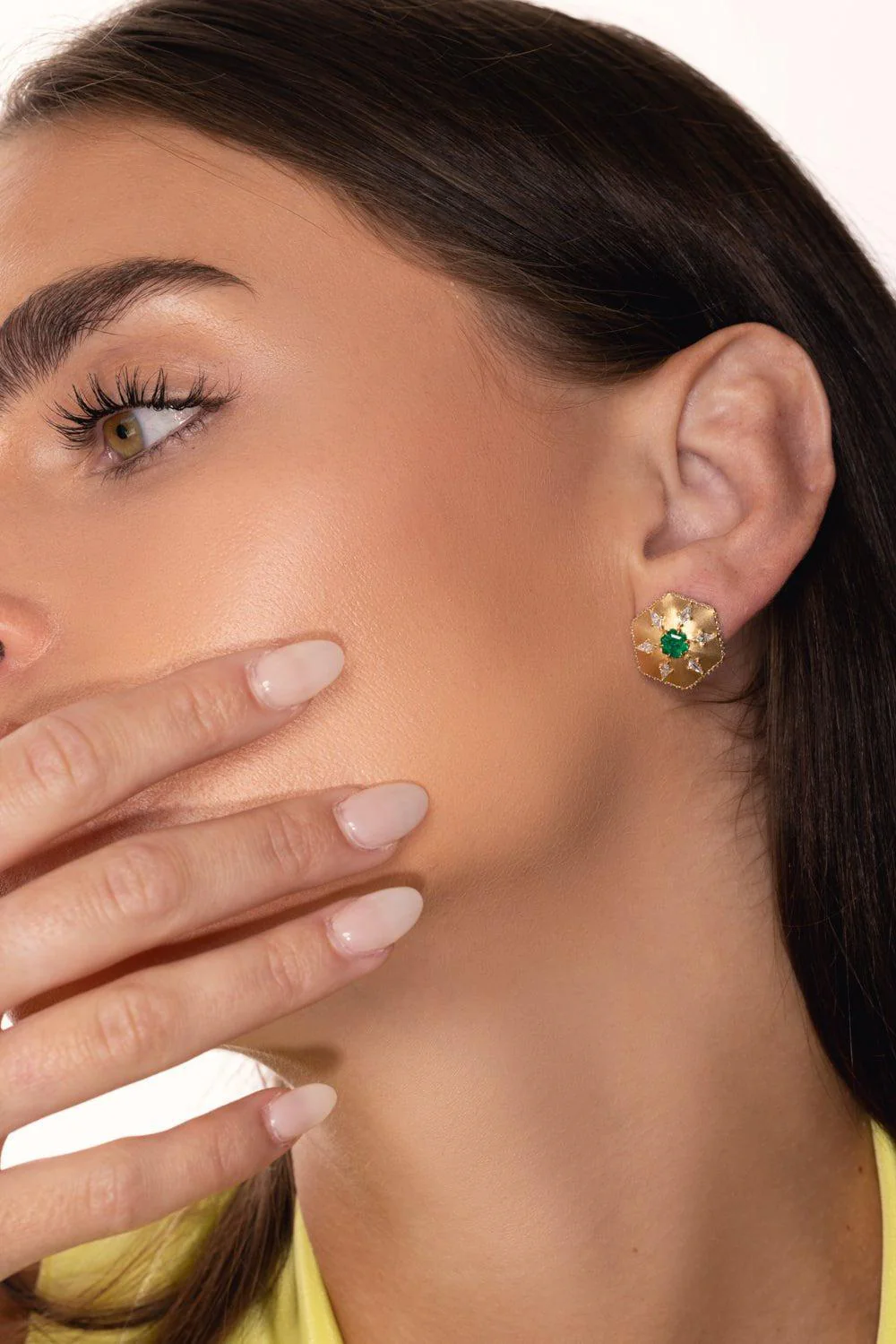 Emerald Hexagon Earrings - Image 4