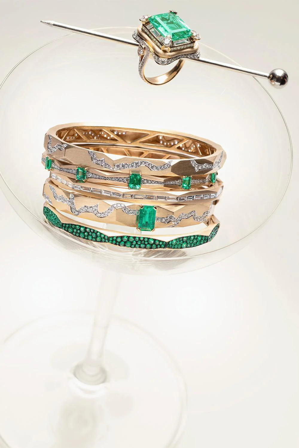 Emerald Micro Enigma Bangle Bracelet - Image 2