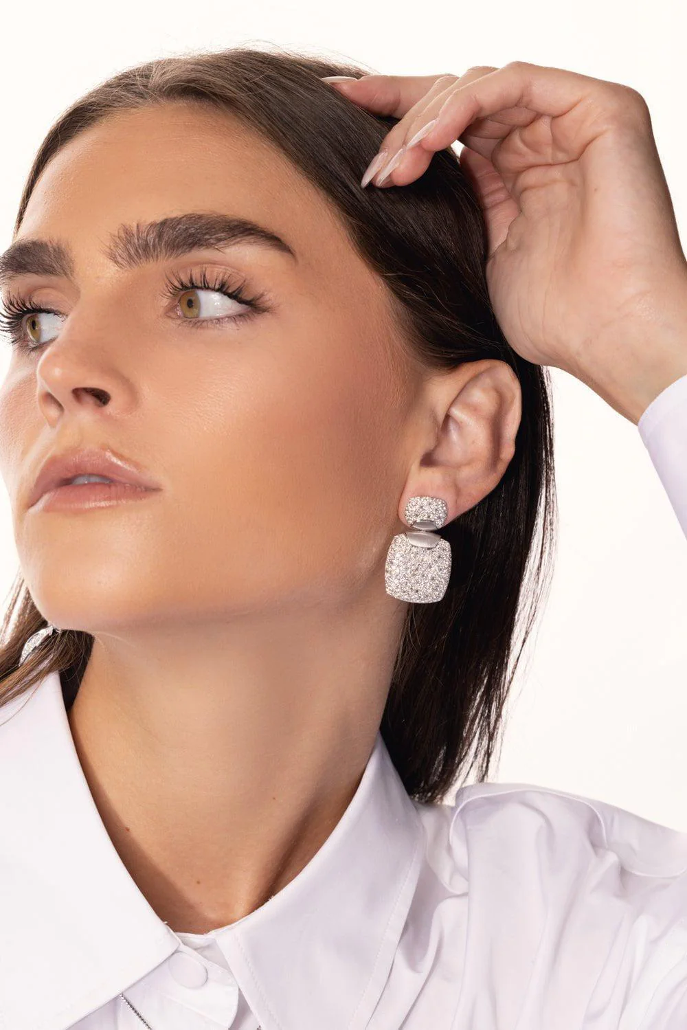 Full Diamond Lightening In A Square Earrings - Image 3