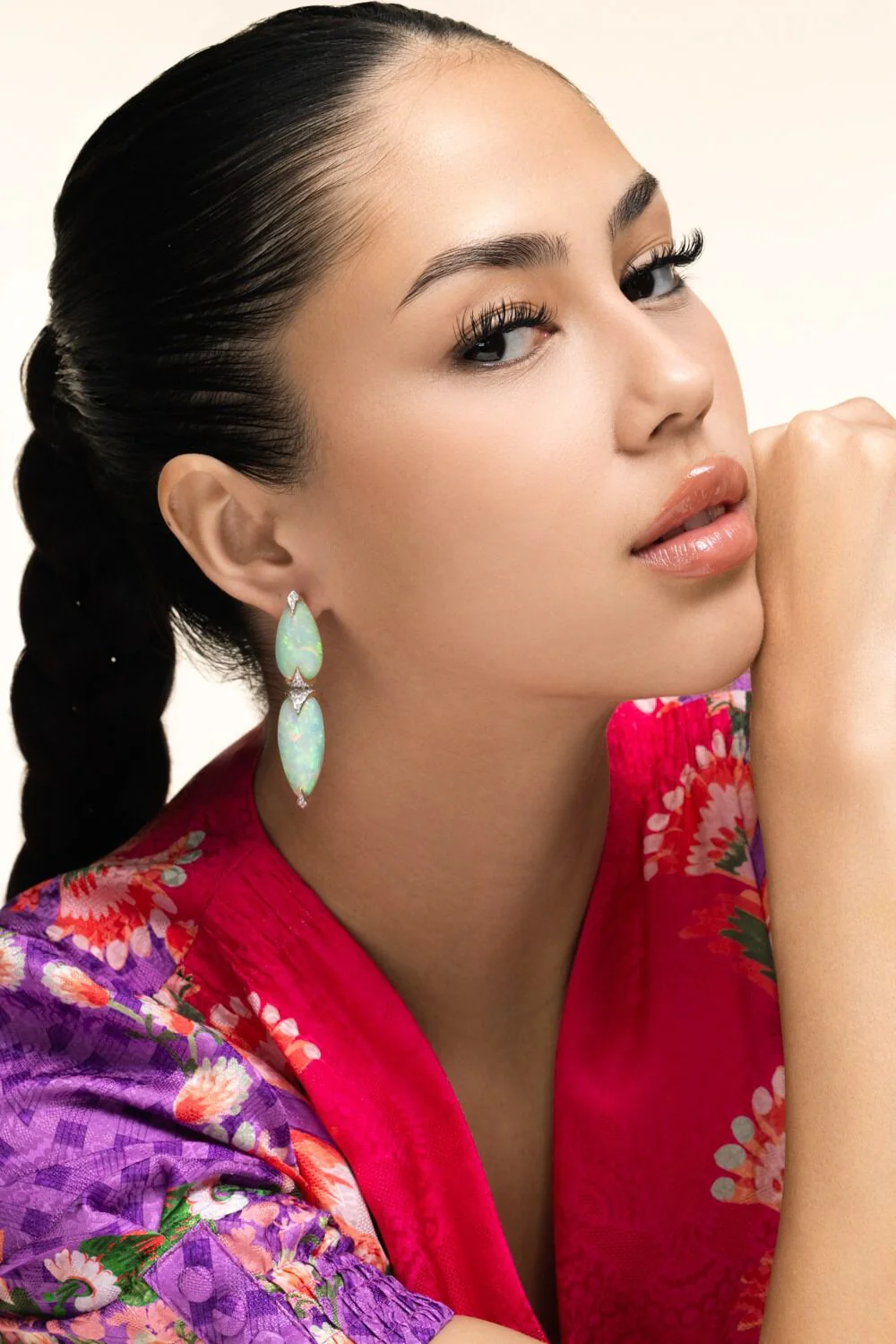 Opal Diamond Minimalism Maximalism Earrings - Image 3