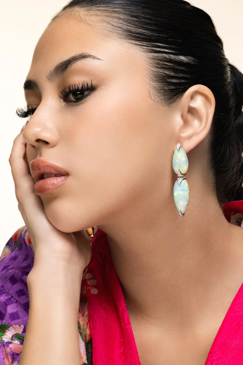 Opal Diamond Minimalism Maximalism Earrings - Image 4