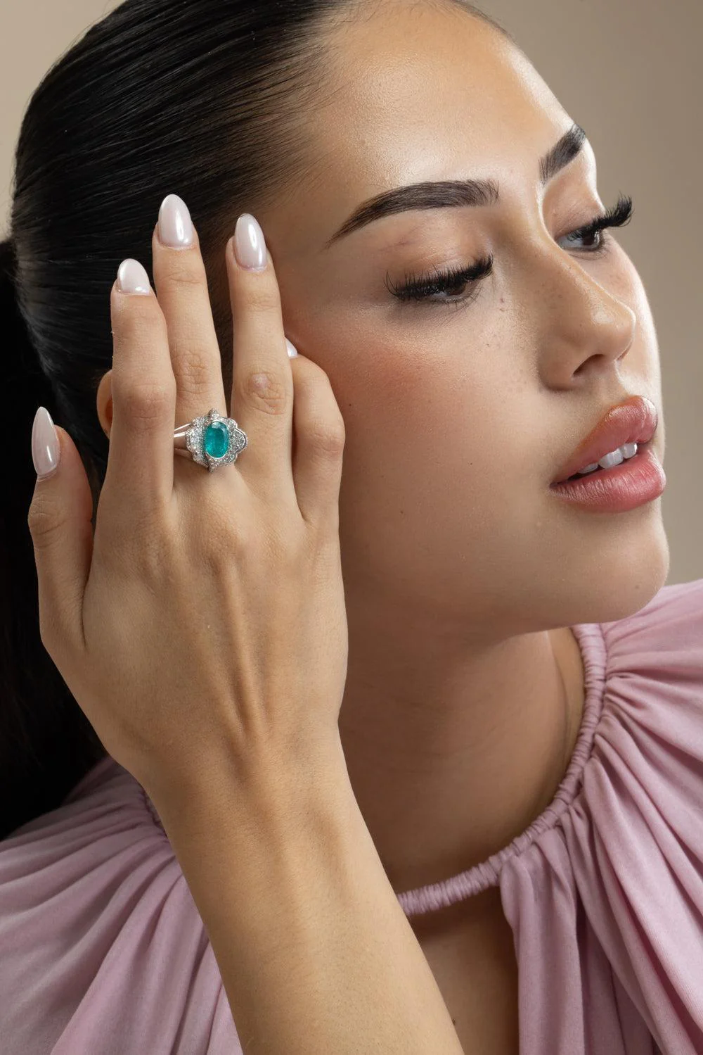 Paraiba Brazil Diamond Ring - Image 2