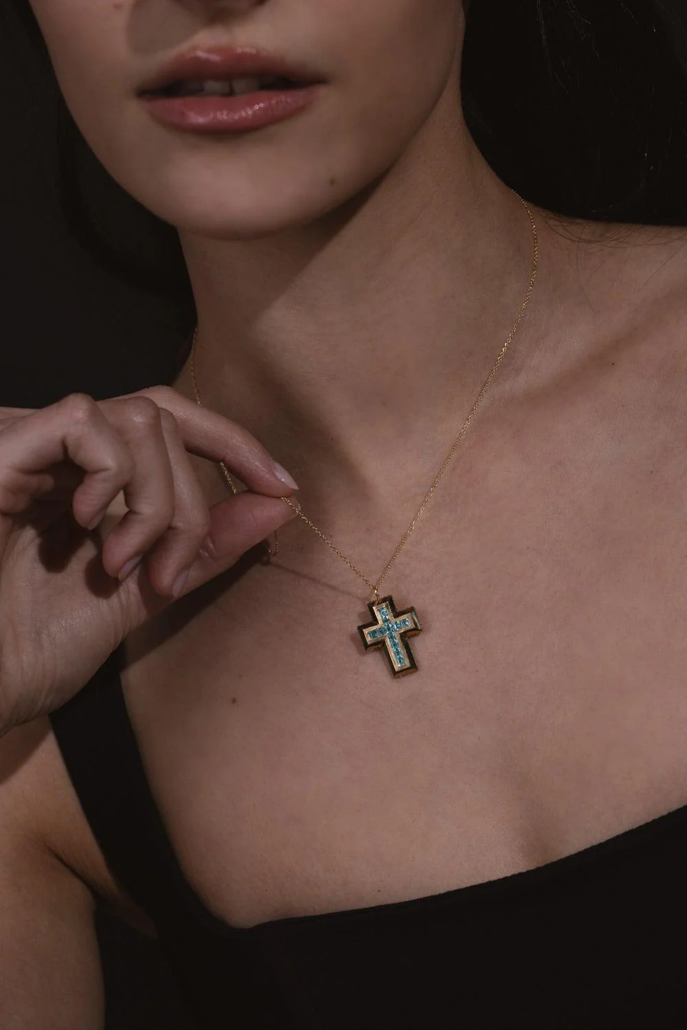 Paraiba Cross Pendant - Image 2
