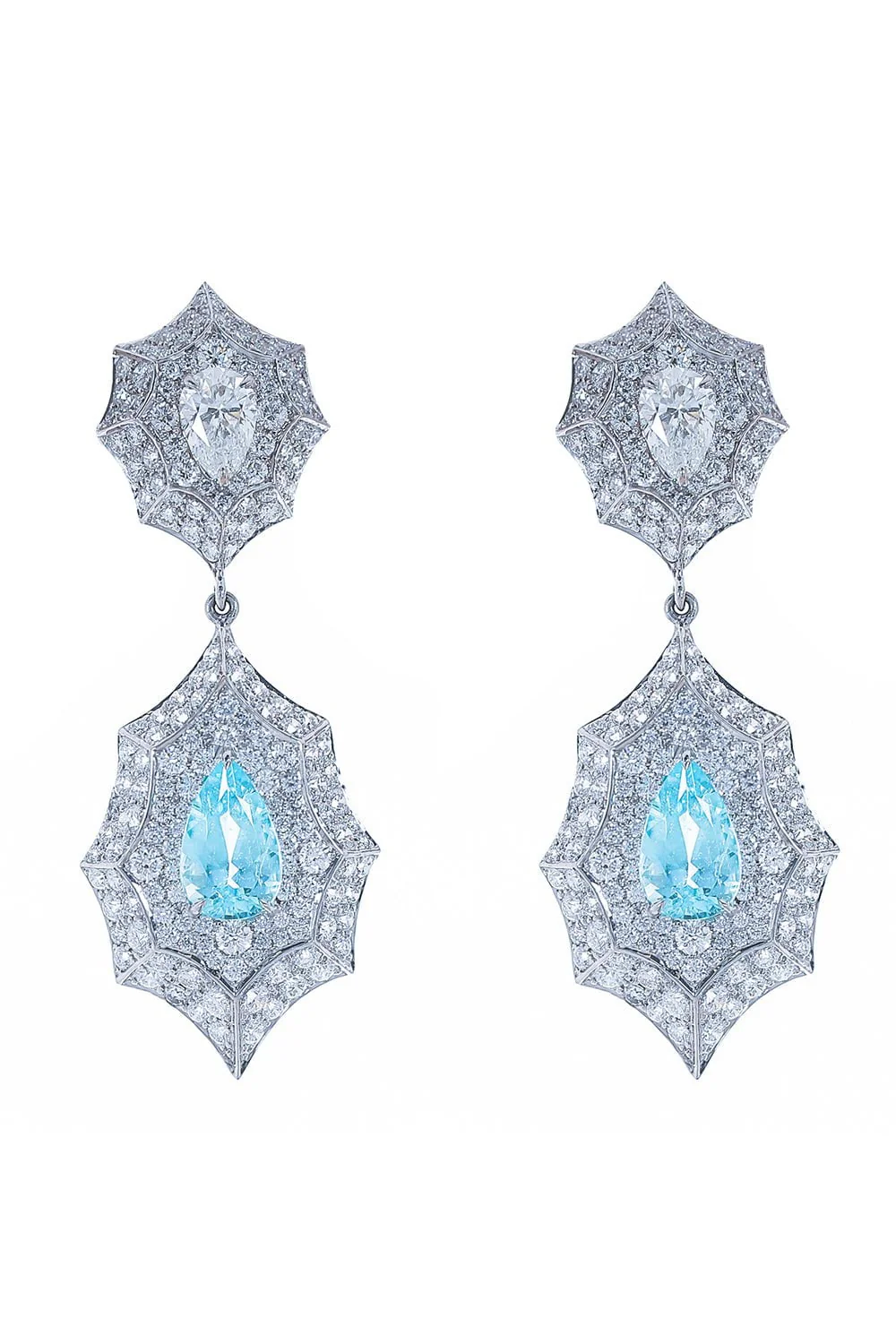 Paraiba Diamond Pear Drop Earrings