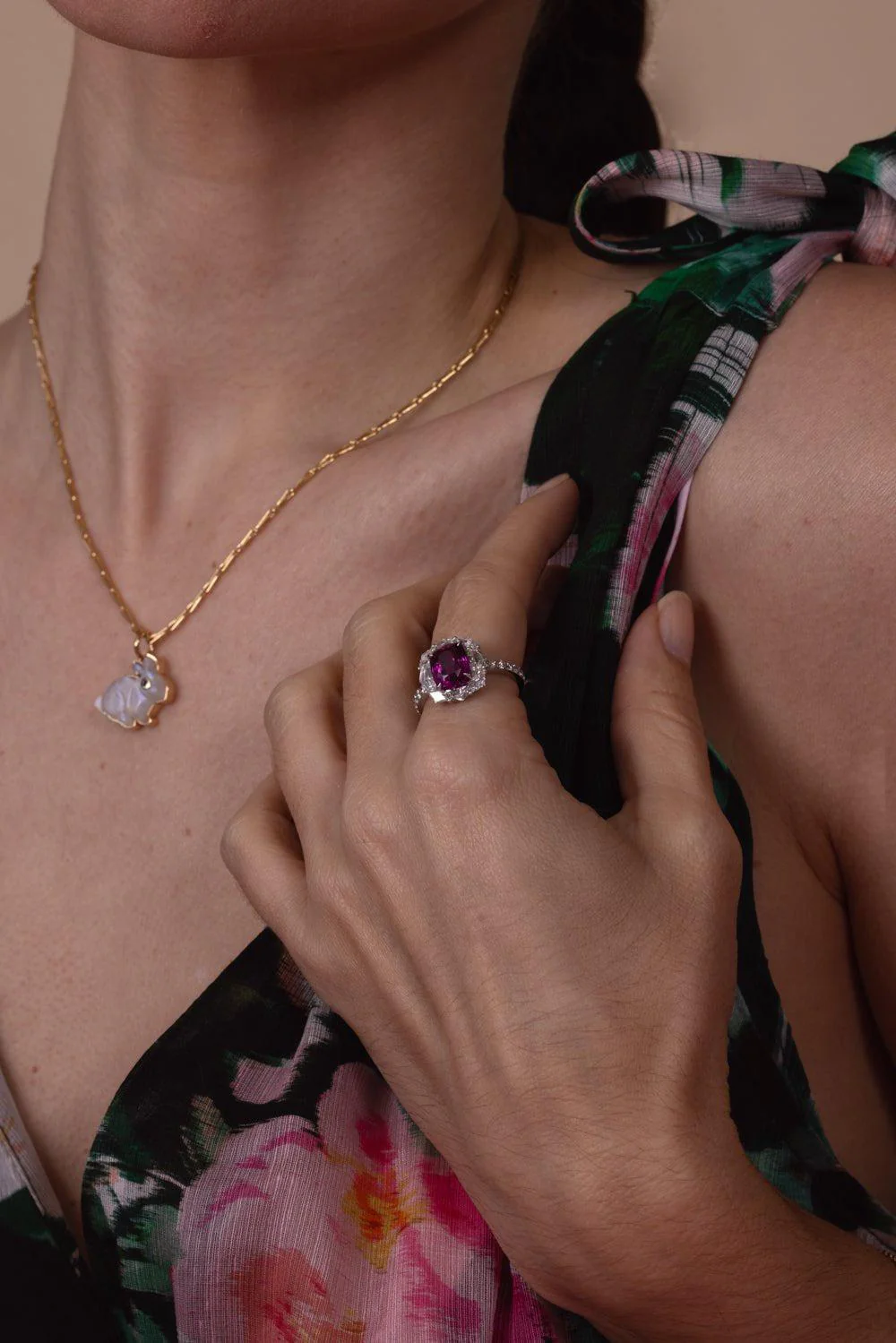 Pink Sapphire Fancy Cut Diamond Ring - Image 3