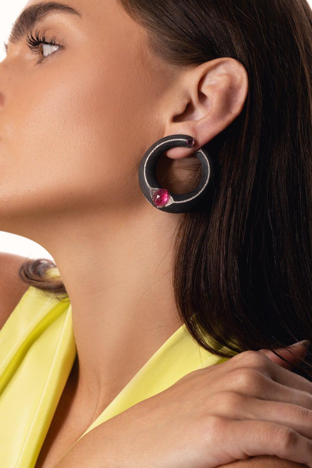 Rubellite Creole Earrings - Image 5