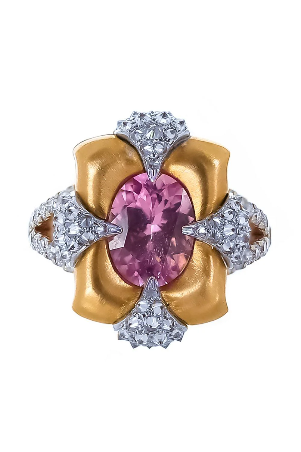 Spinel Diamond Four Corner Ring