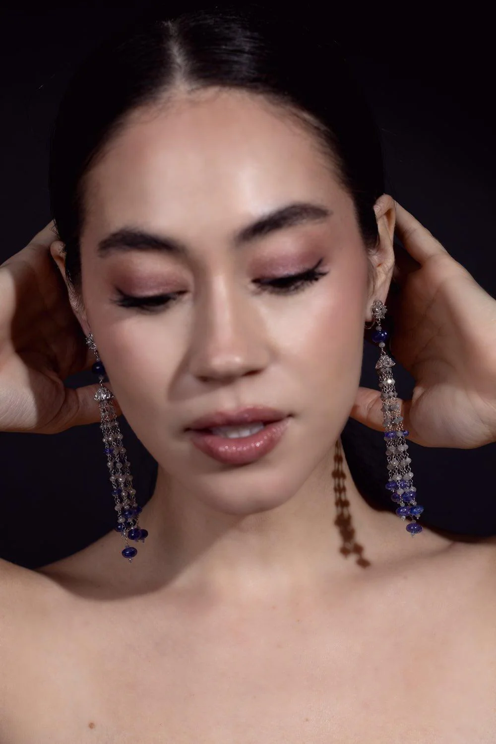 Tanzanite Bead Tassel Earrings - Image 6