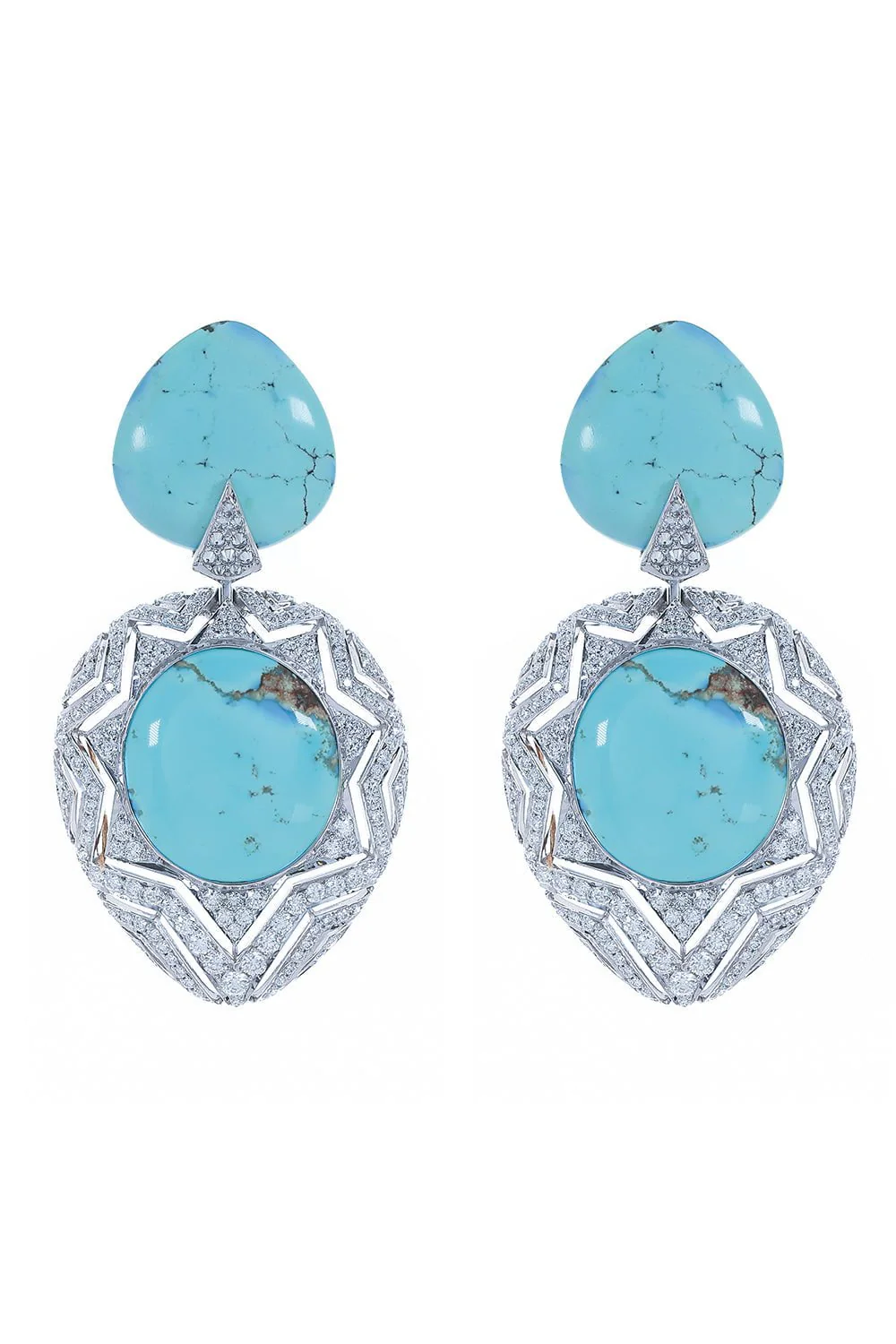 Turquoise Diamond Chevron Earrings