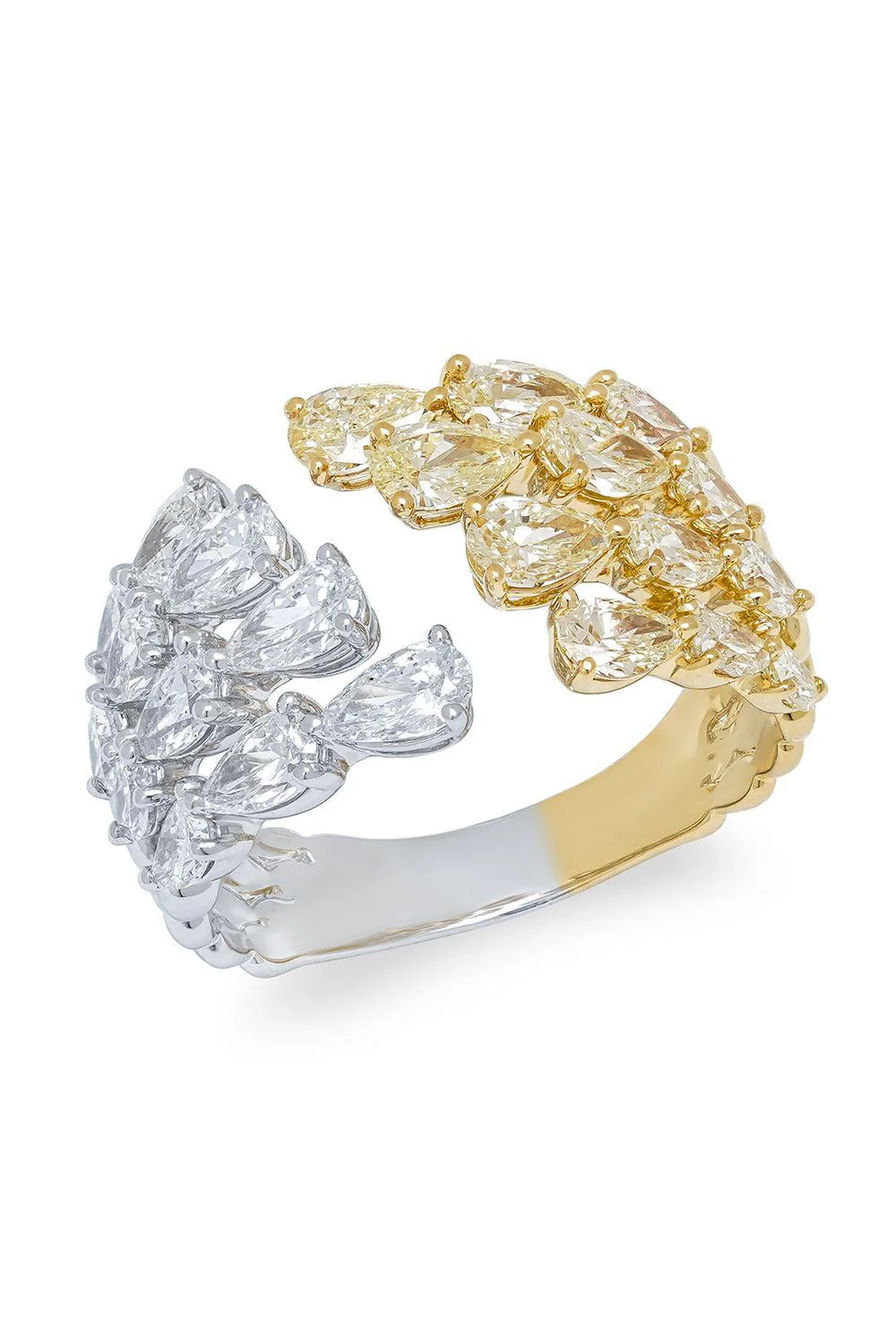 Diamond Four Row Teardrop Ring