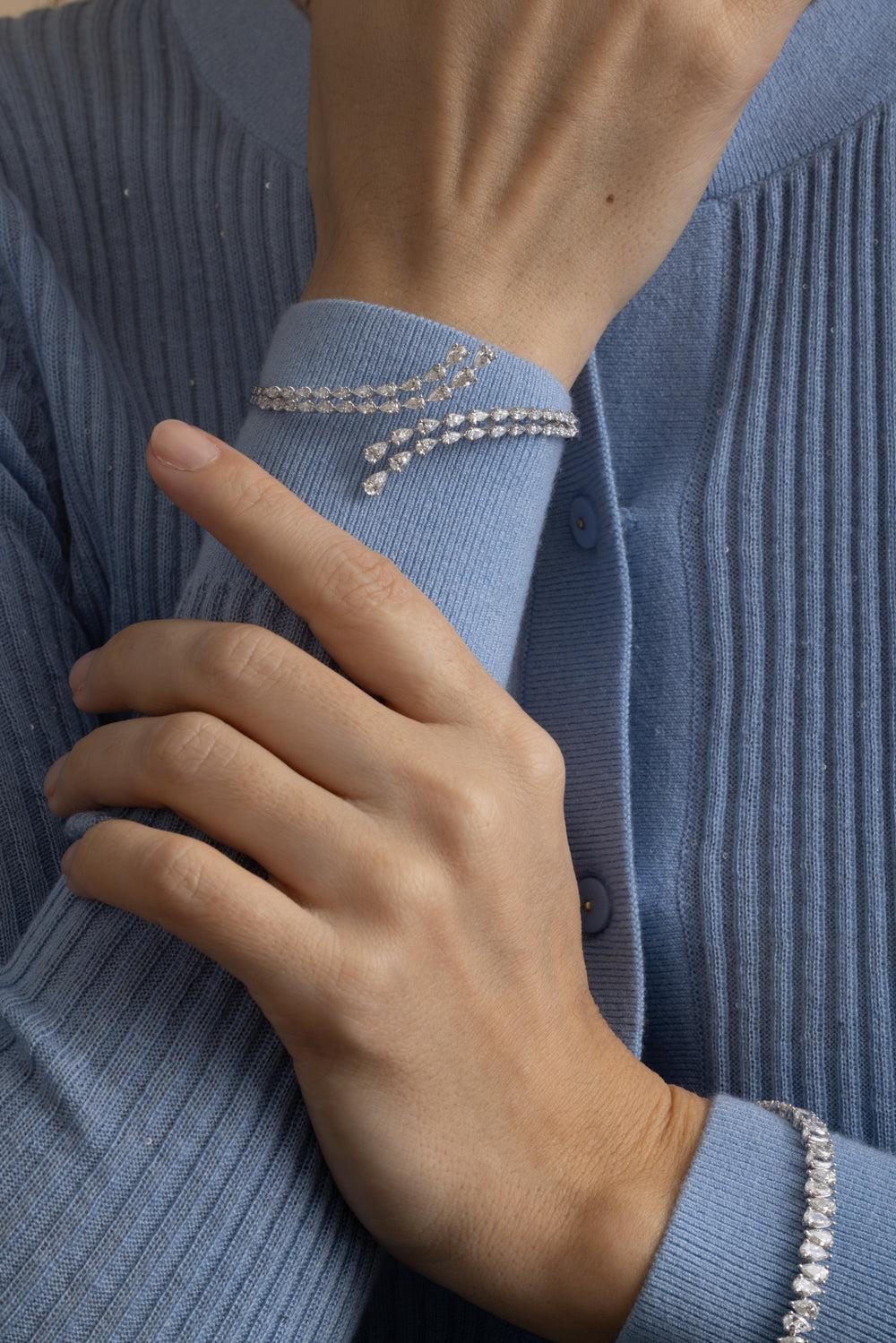 Diamond Open Wrap Bracelet - Image 4