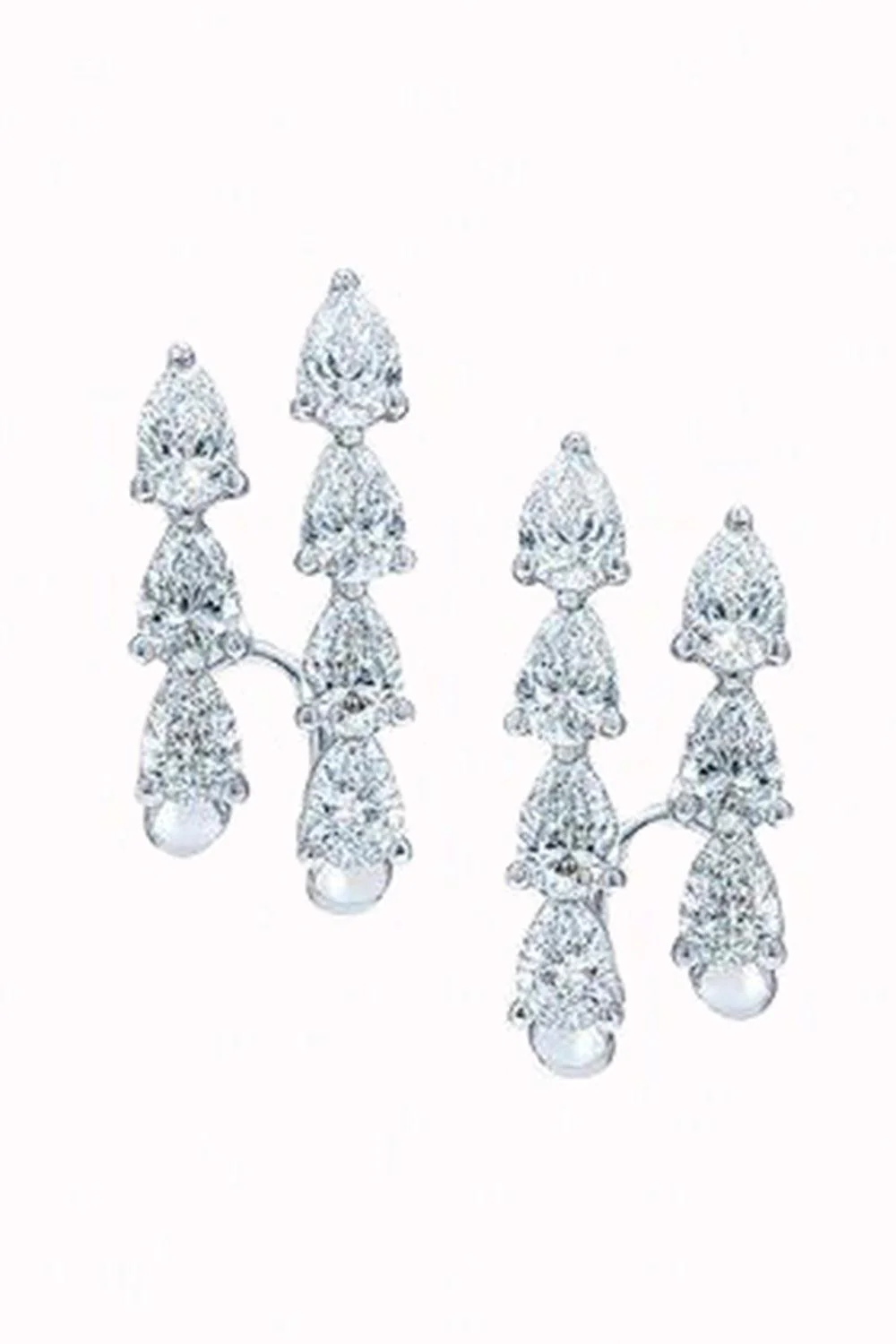 Diamond Pear Two Line Earrings