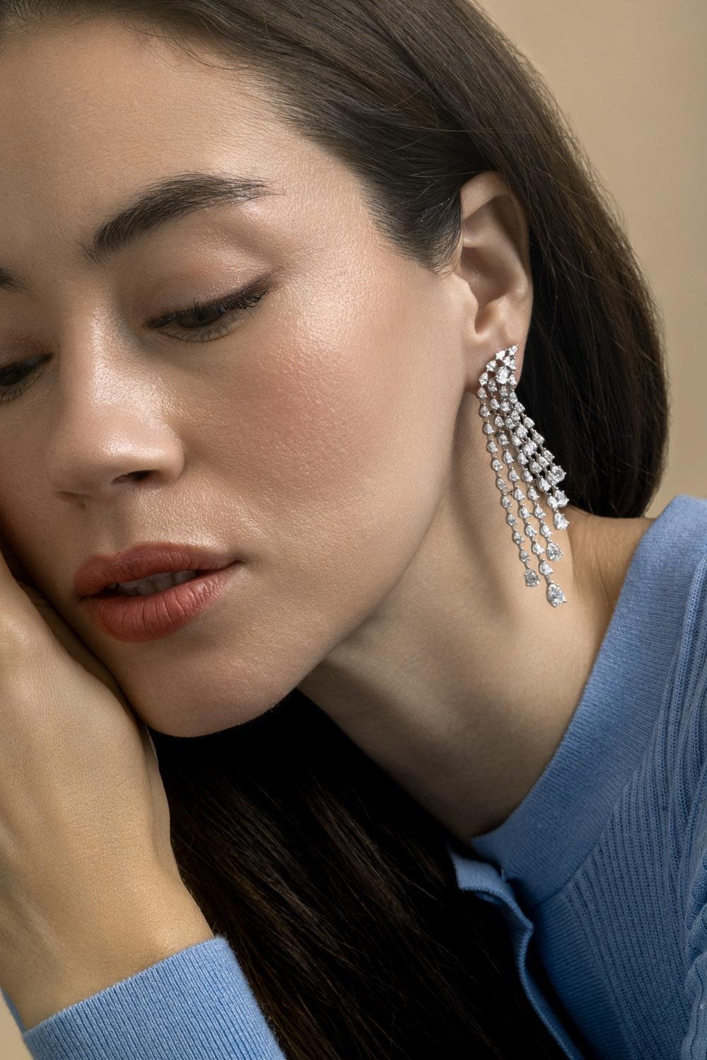Diamond Raindrop Chandelier Earrings - Image 3