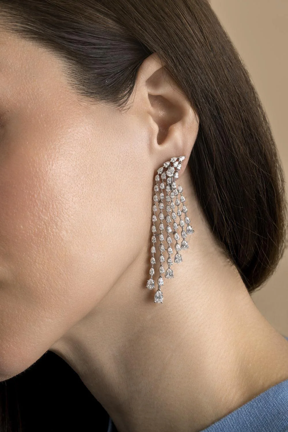 Diamond Raindrop Chandelier Earrings - Image 4