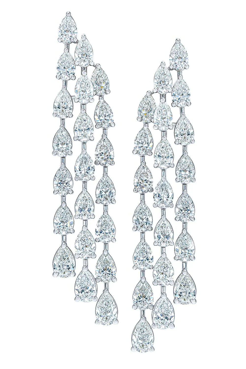 Diamond Three Strand Drop Earrings