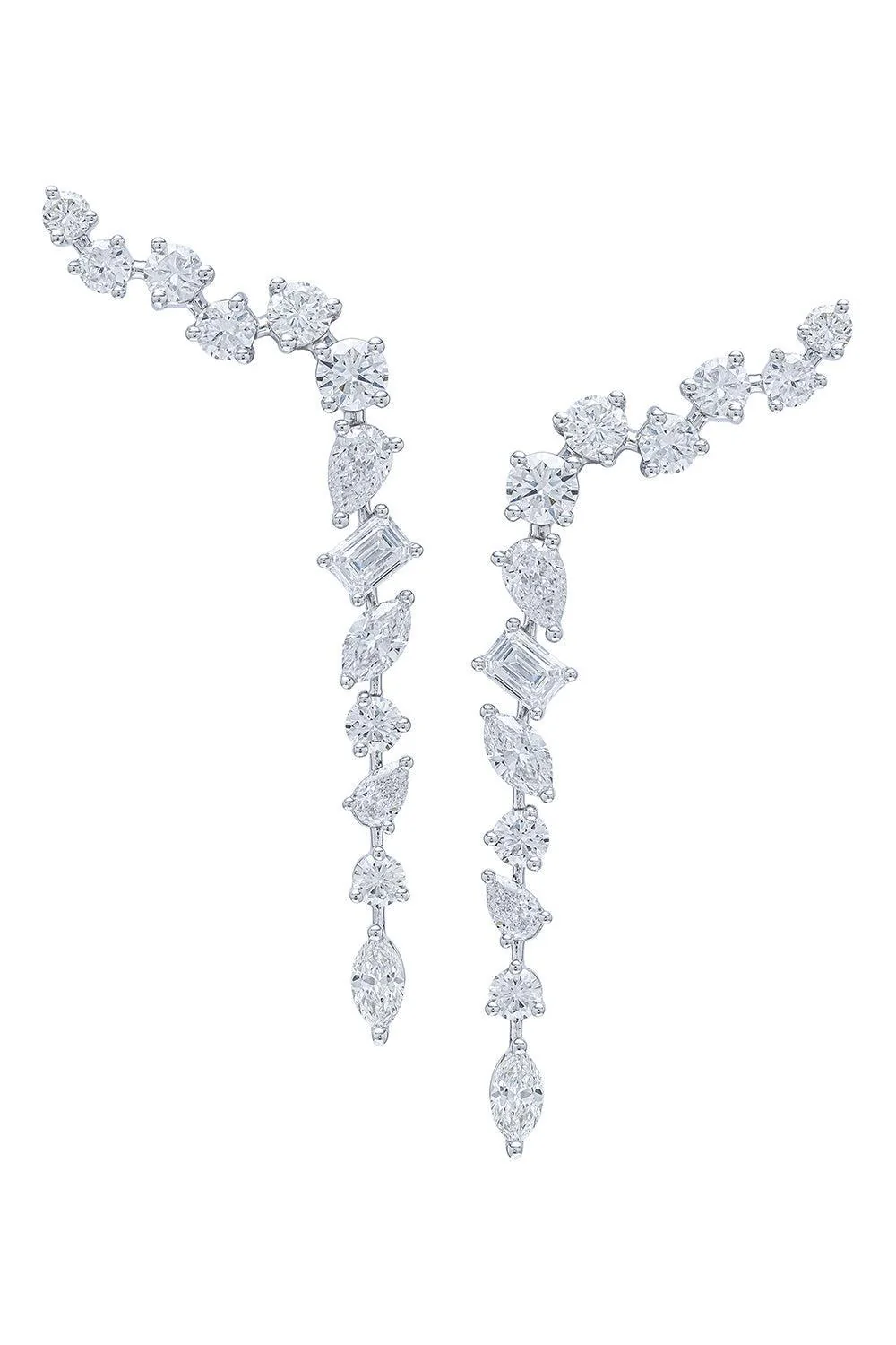 Mixed Cut Diamond Drop Earrings