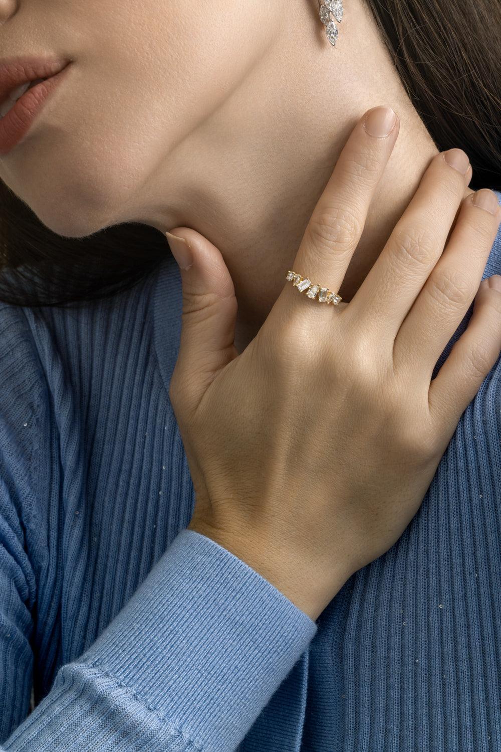 Mixed Cut Diamond Row Ring - Image 2