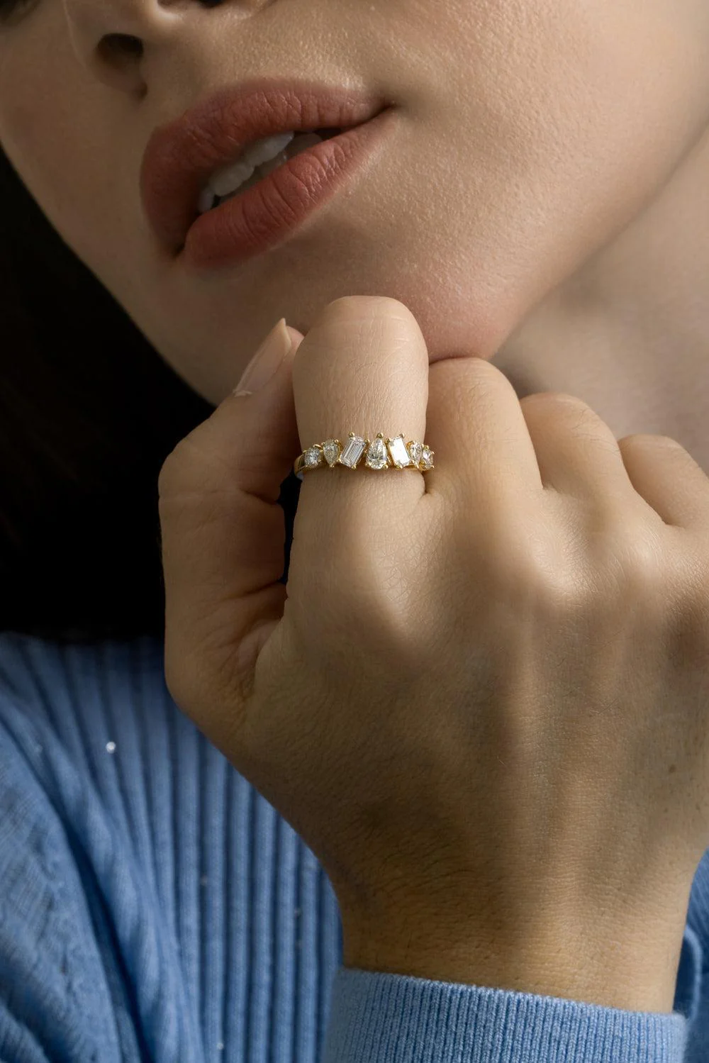 Mixed Cut Diamond Row Ring - Image 3