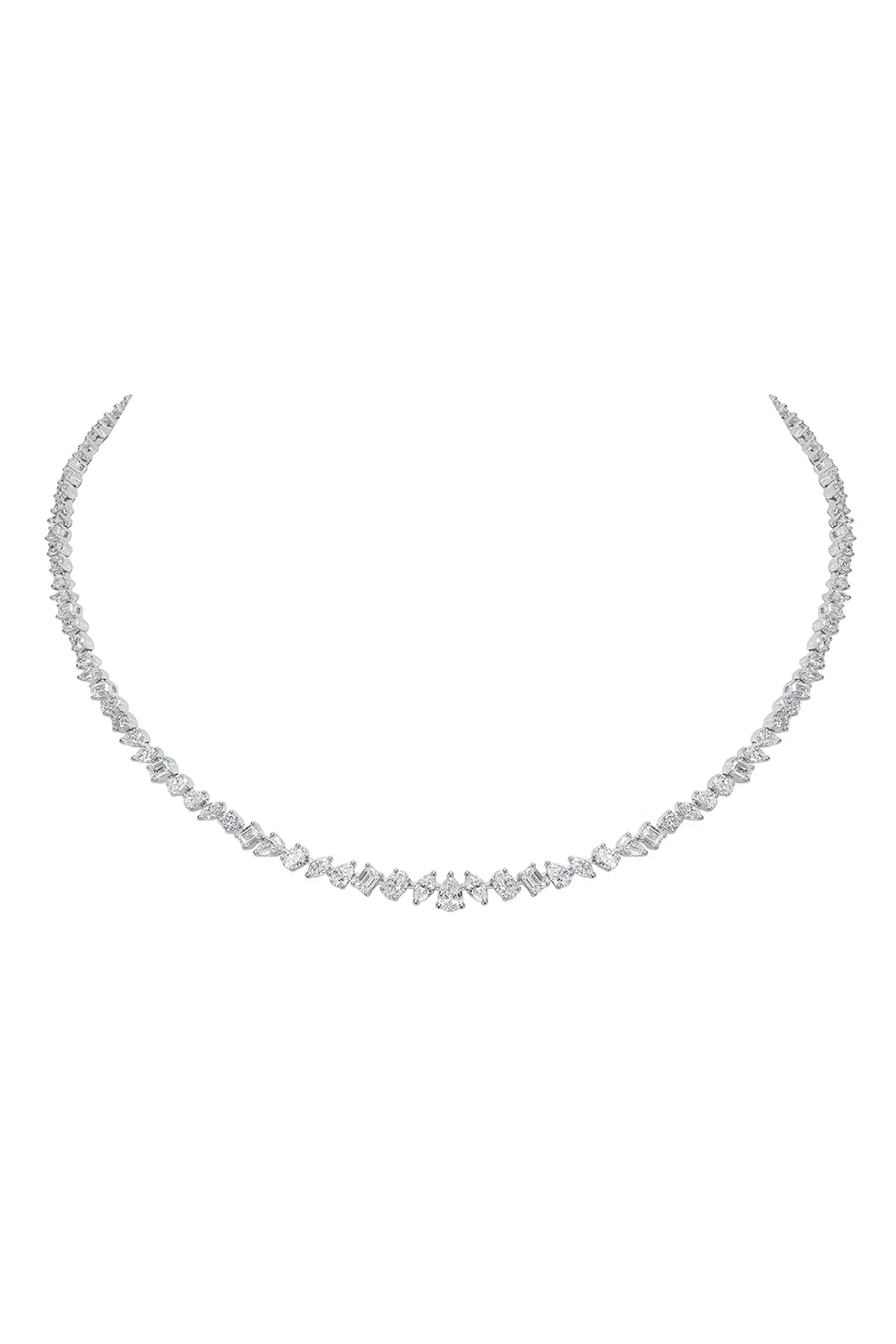 Mixed Cut Diamond Tennis Necklace