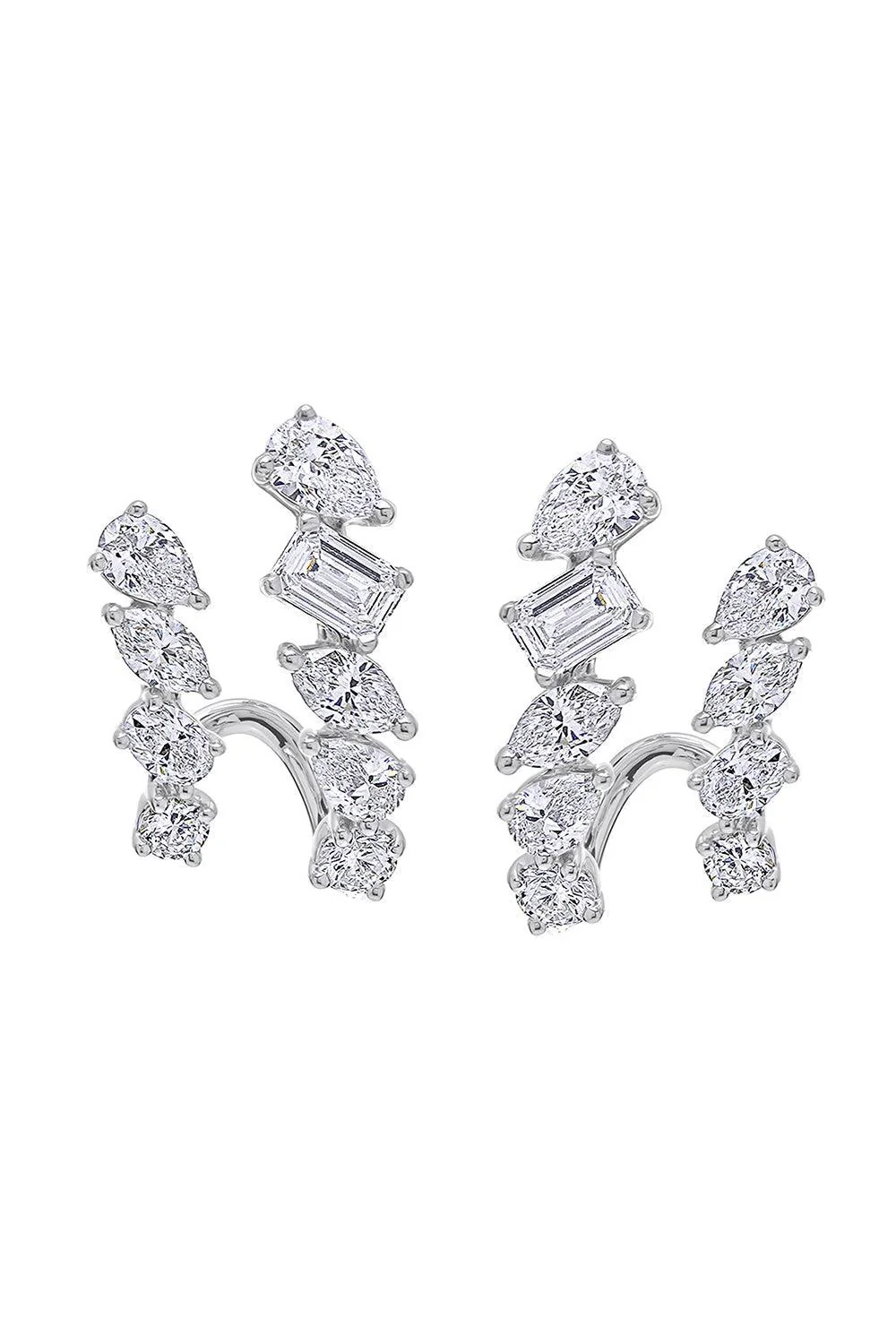 Mixed Shape Diamond Two Line Earrings