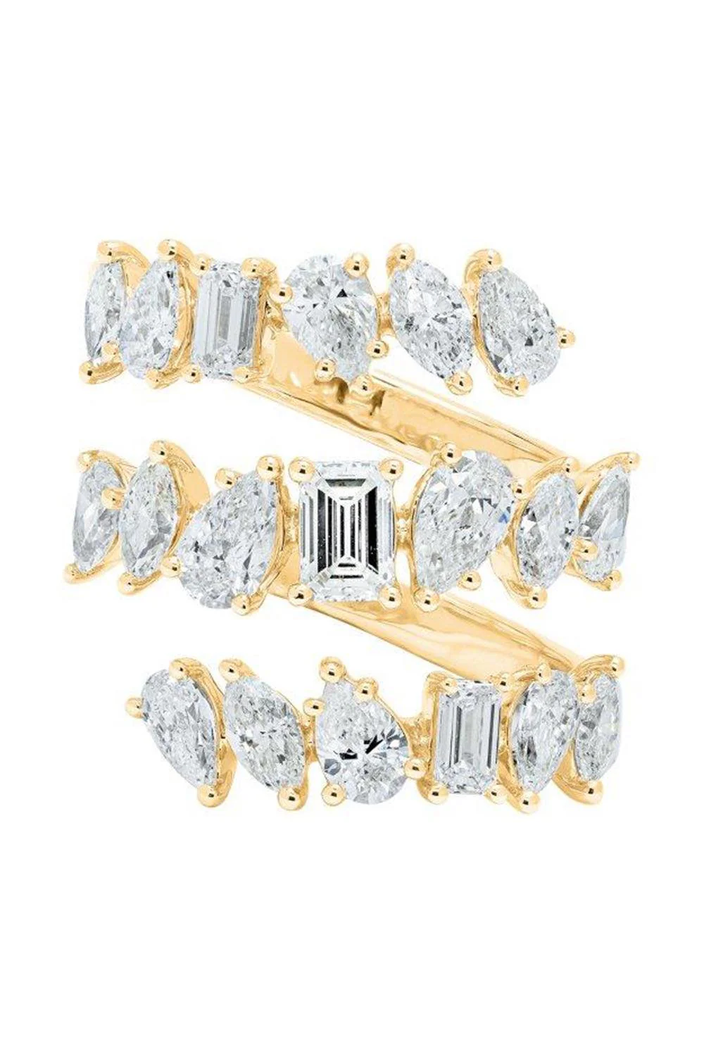 Multi Diamond Three Wrap ring