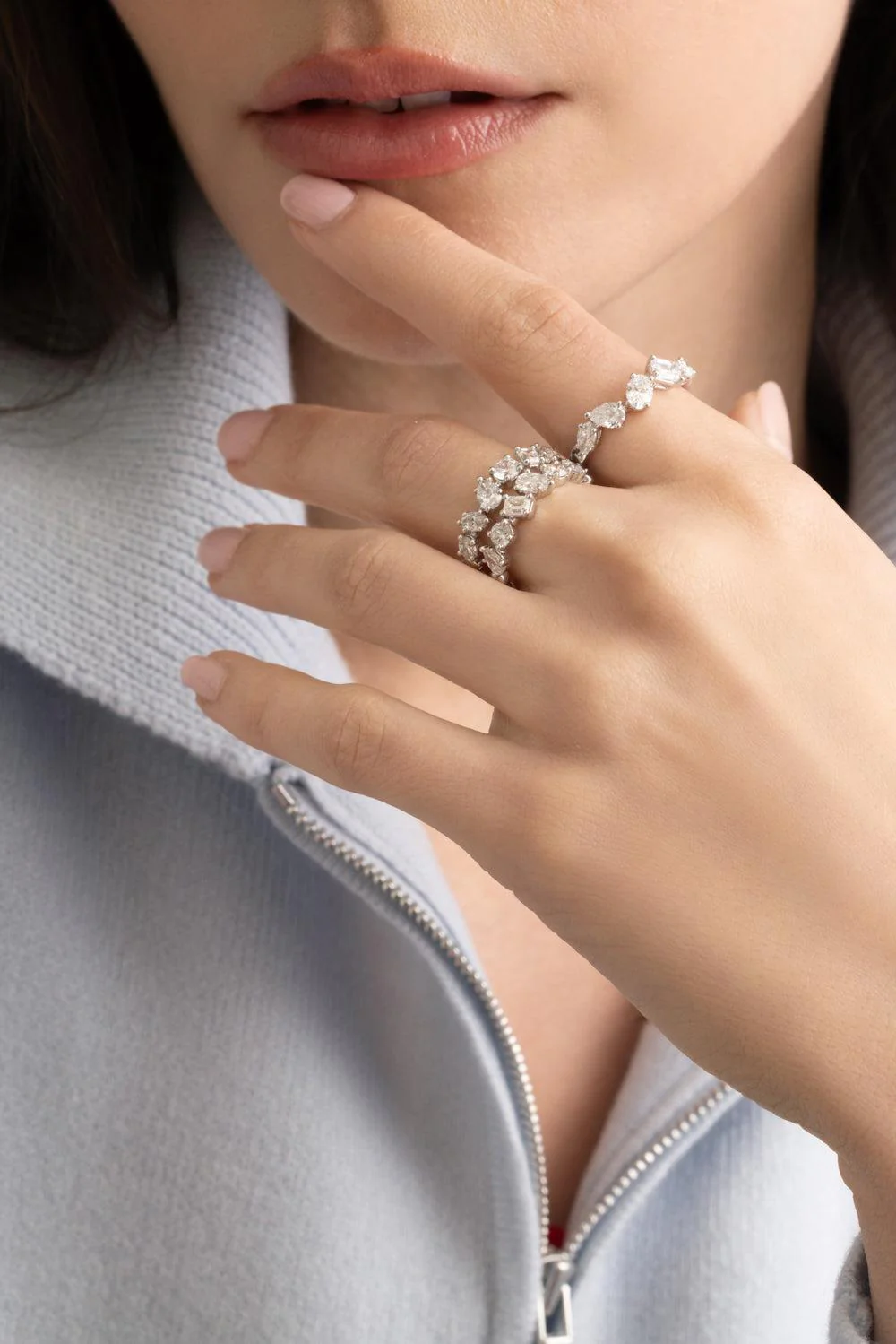 Multi Diamond Two Row Ring - Image 3