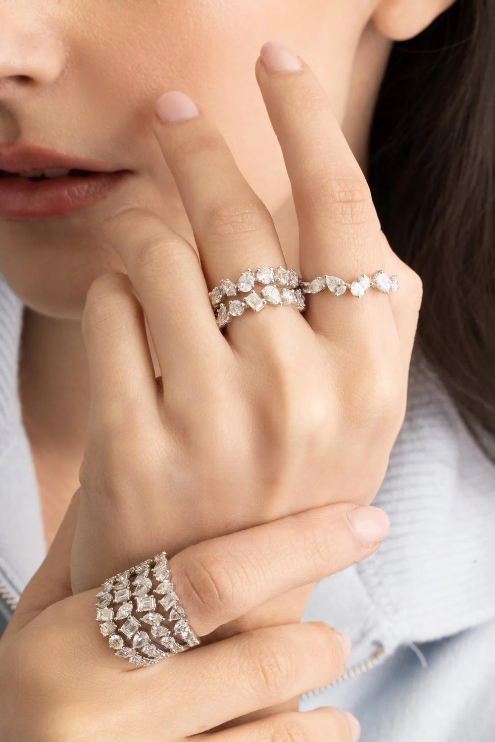 Multi Diamond Two Row Ring - Image 4
