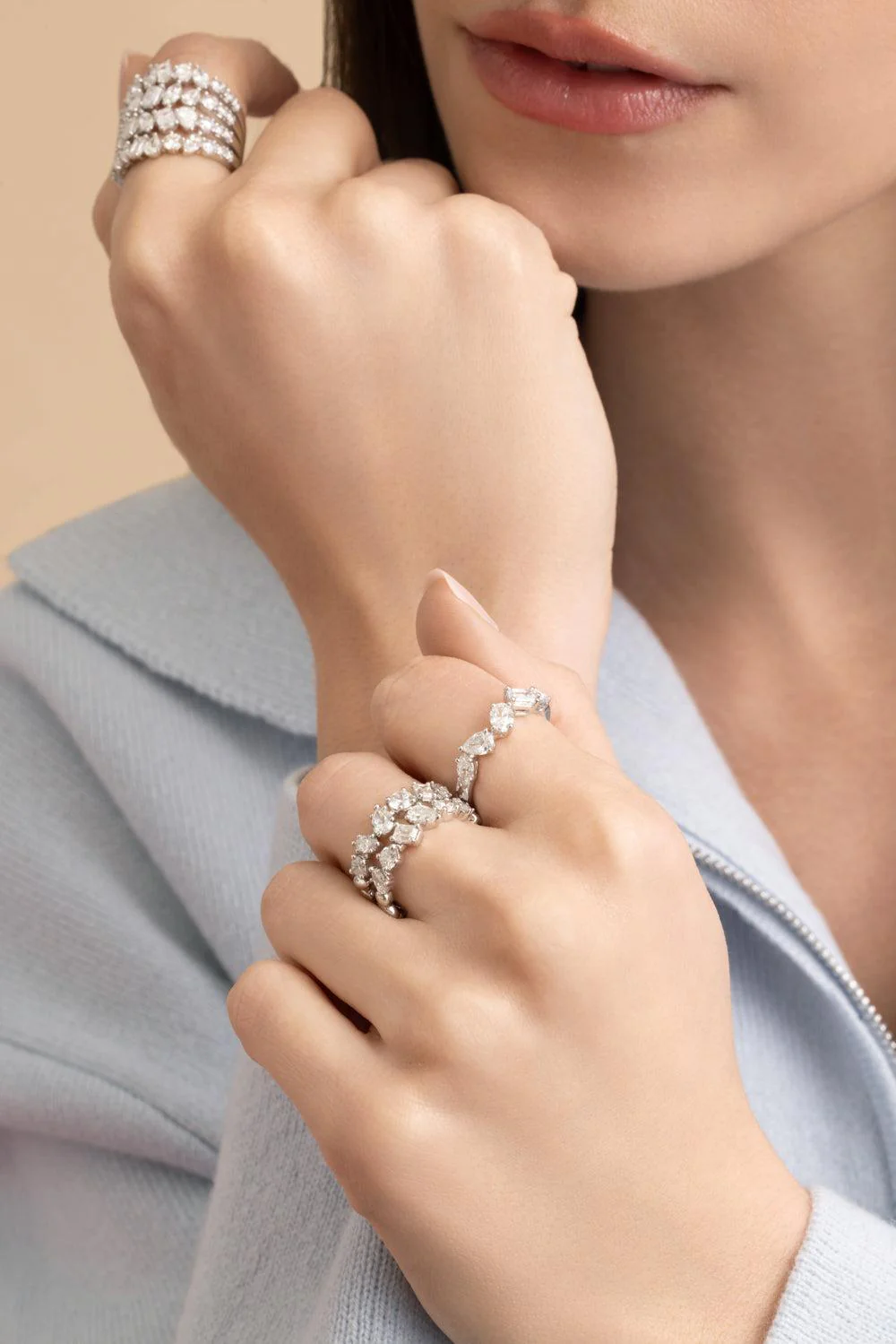 Multi Diamond Two Row Ring - Image 5