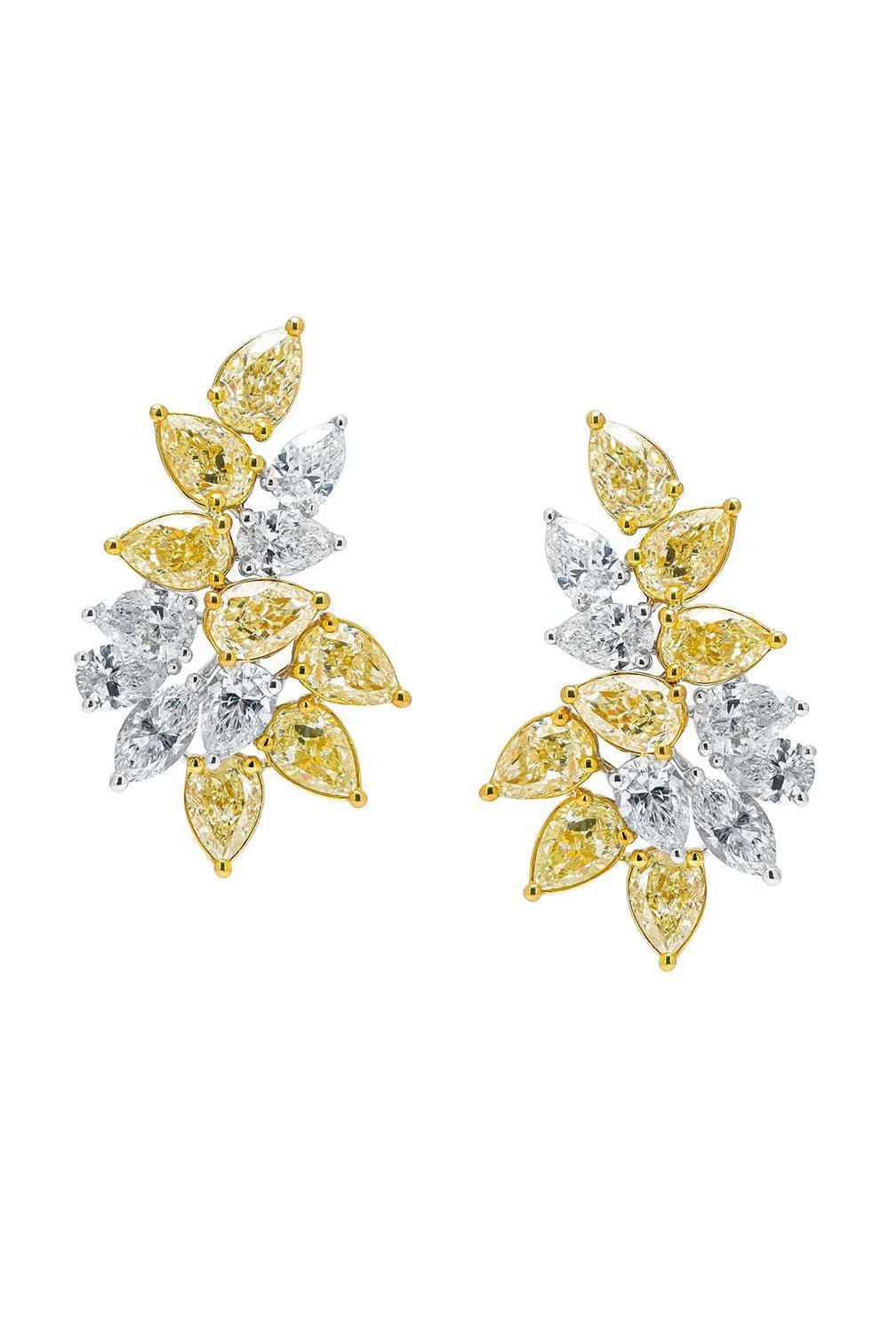 Yellow White Pear Diamond Ear Crawlers