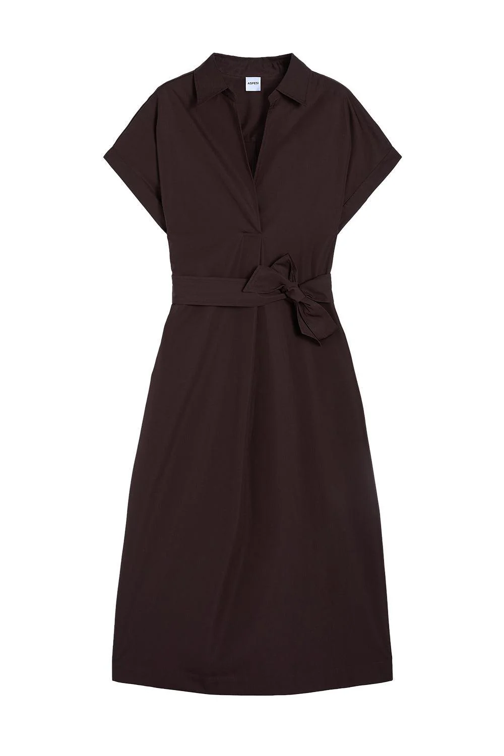 Short Sleeve Belted Midi Dress