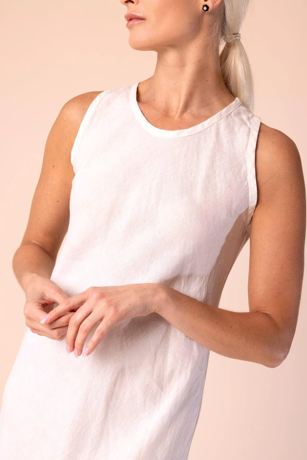 Sleeveless Vneck Dress - Naturale - Image 3