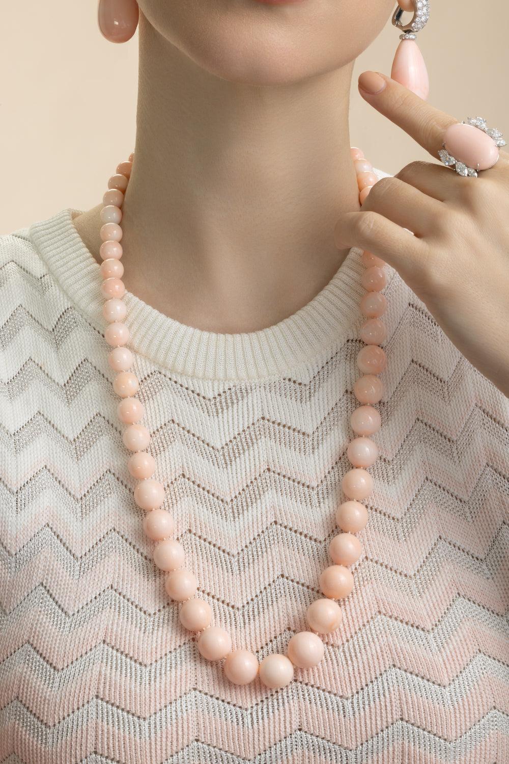 Angel Skin Coral Diamond Necklace - Image 2