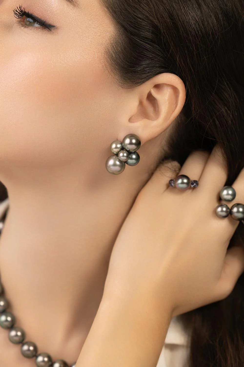 Large Bubble Tahitian Pearl Earrings - Image 3