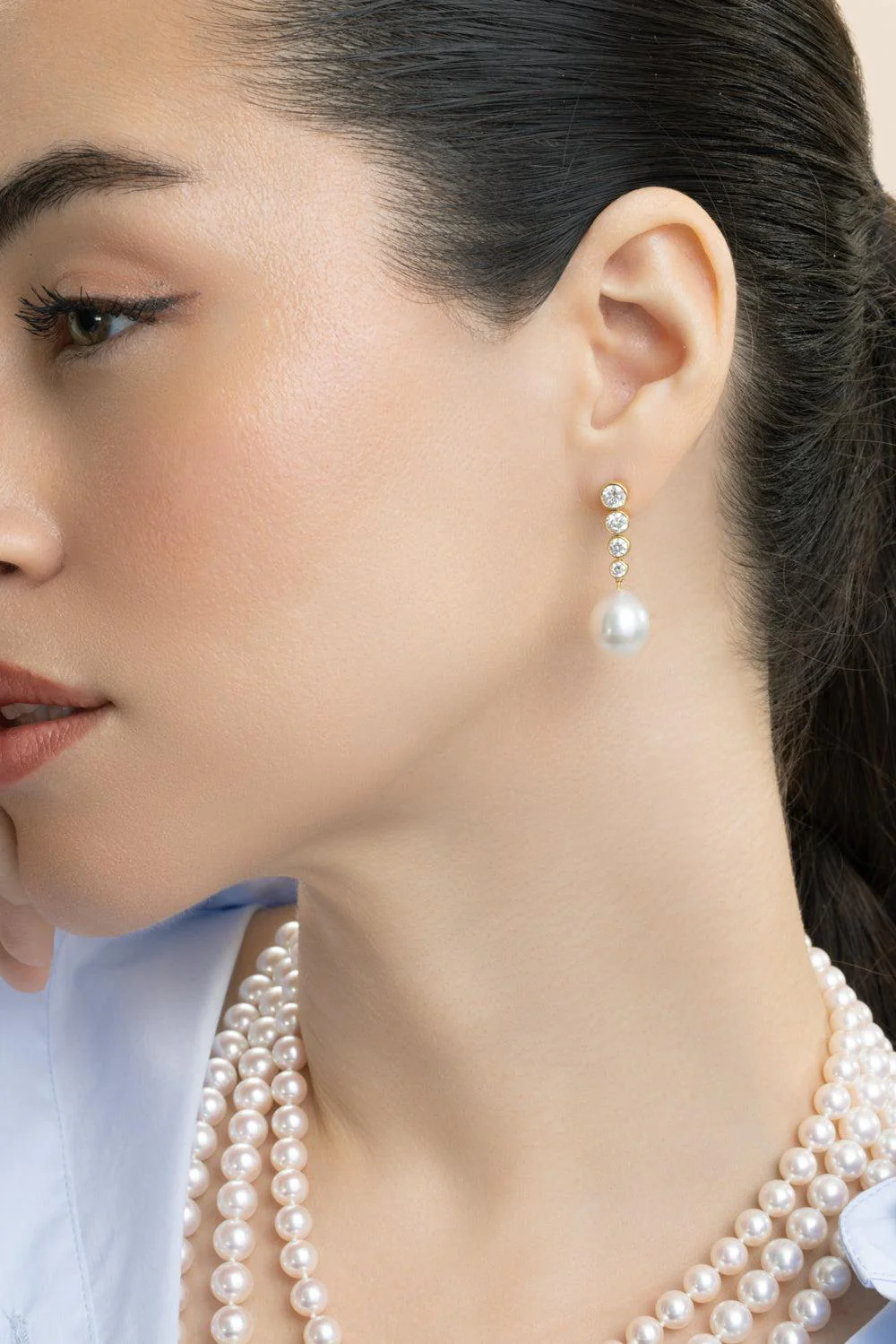 South Sea Pearl Diamond Earrings - Image 4