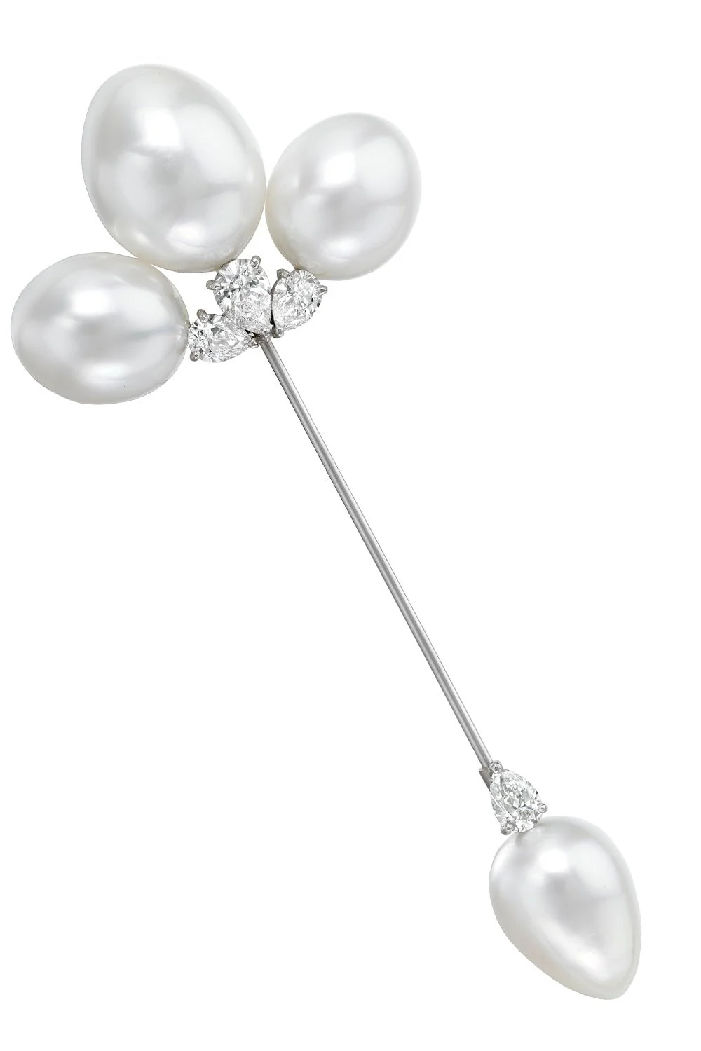 South Sea Cultured Pearl Diamond Jabot Pin