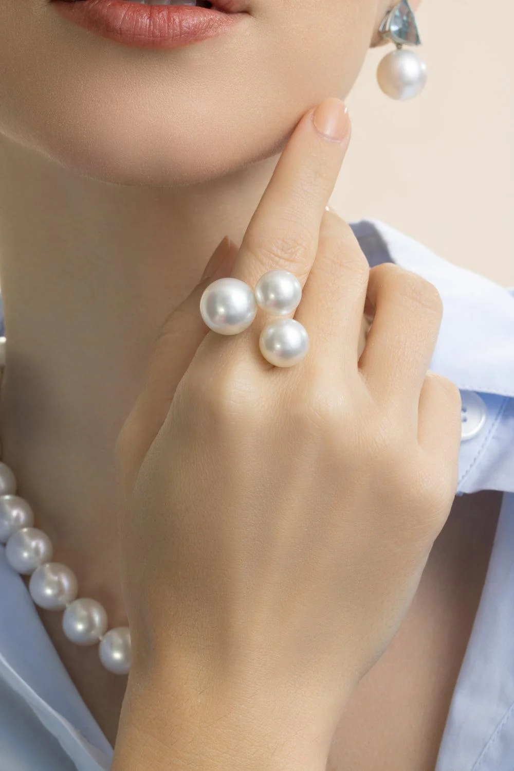 South Sea Pearl Three Bubble Ring - Image 4