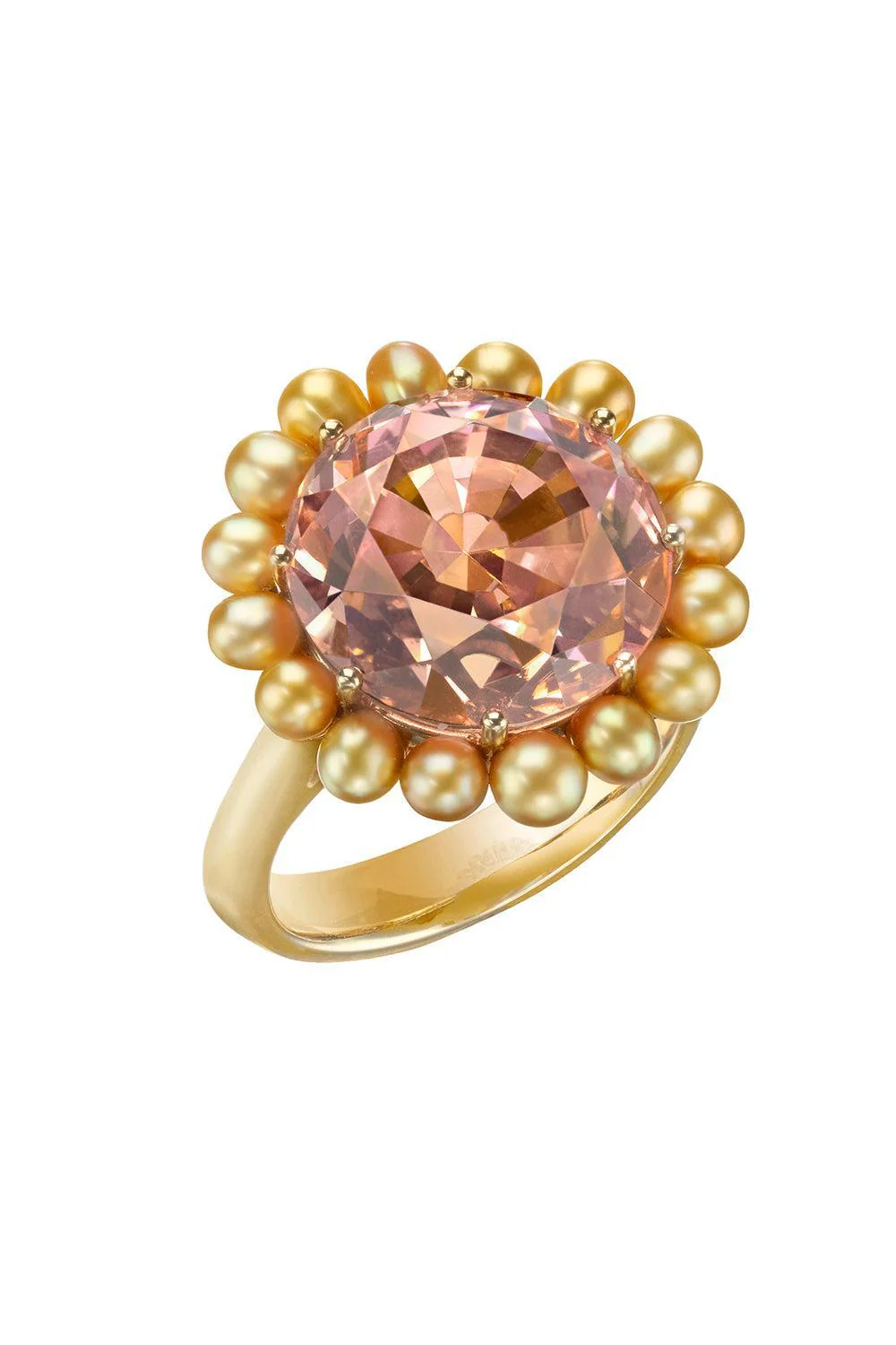 Tourmaline Golden Keshi South Sea Pearl Bi-Color Ring
