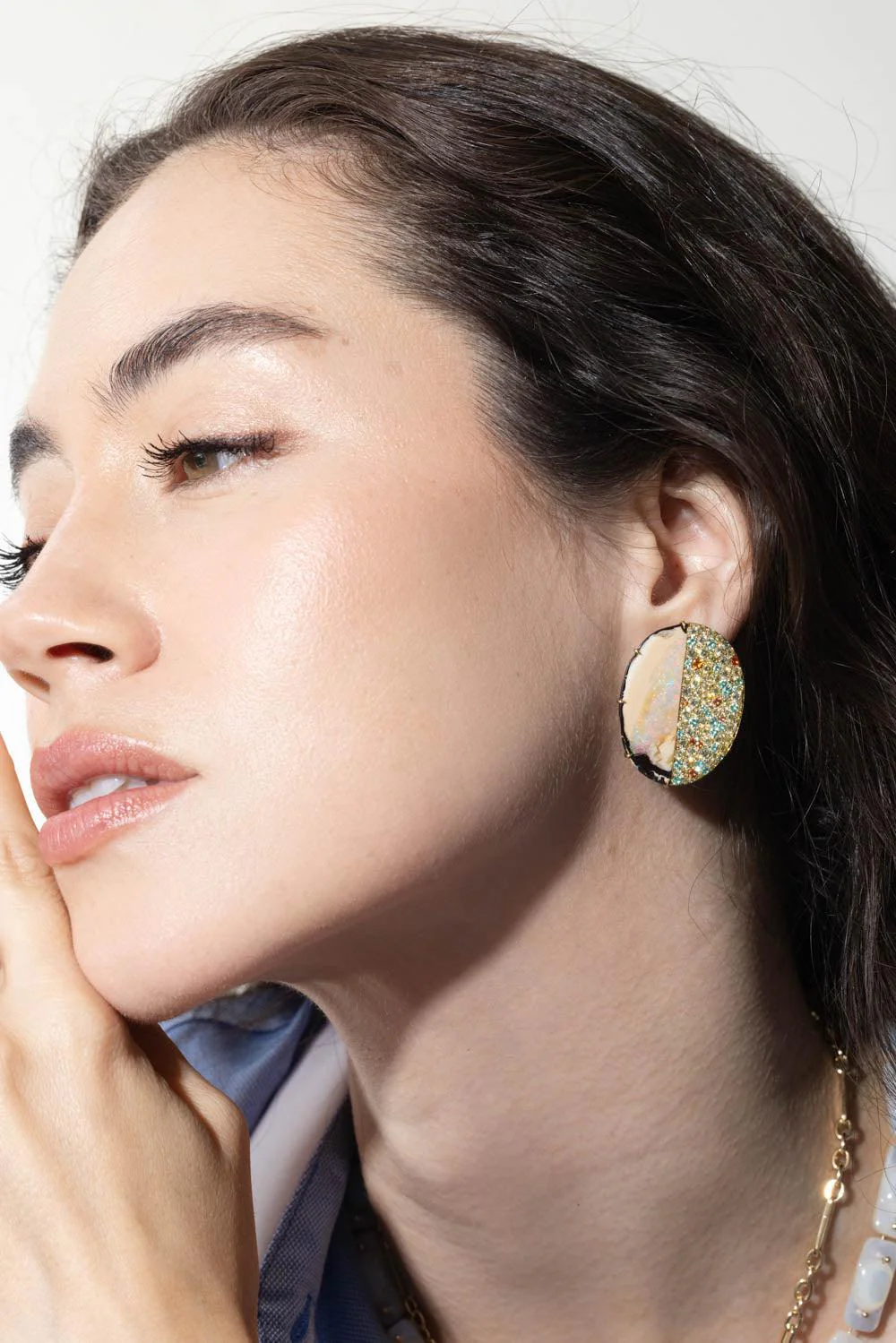 Yowah Nut Opal Diamond Earrings - Image 4
