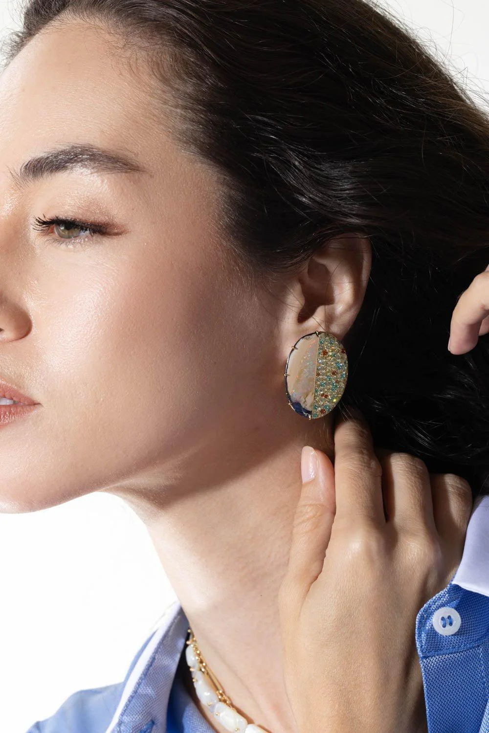 Yowah Nut Opal Diamond Earrings - Image 5