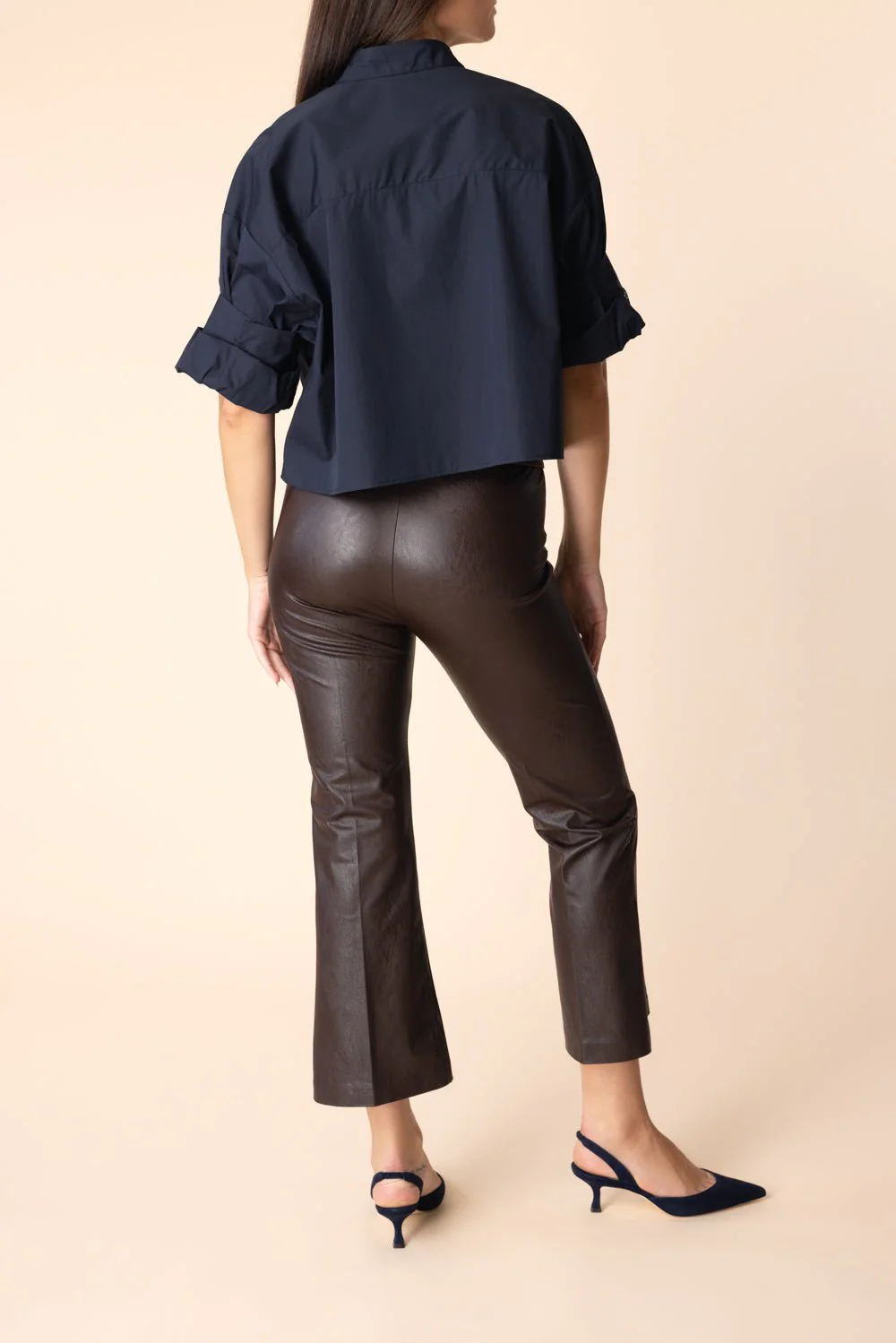 Leo Crop Flare Pant - Brown - Image 4