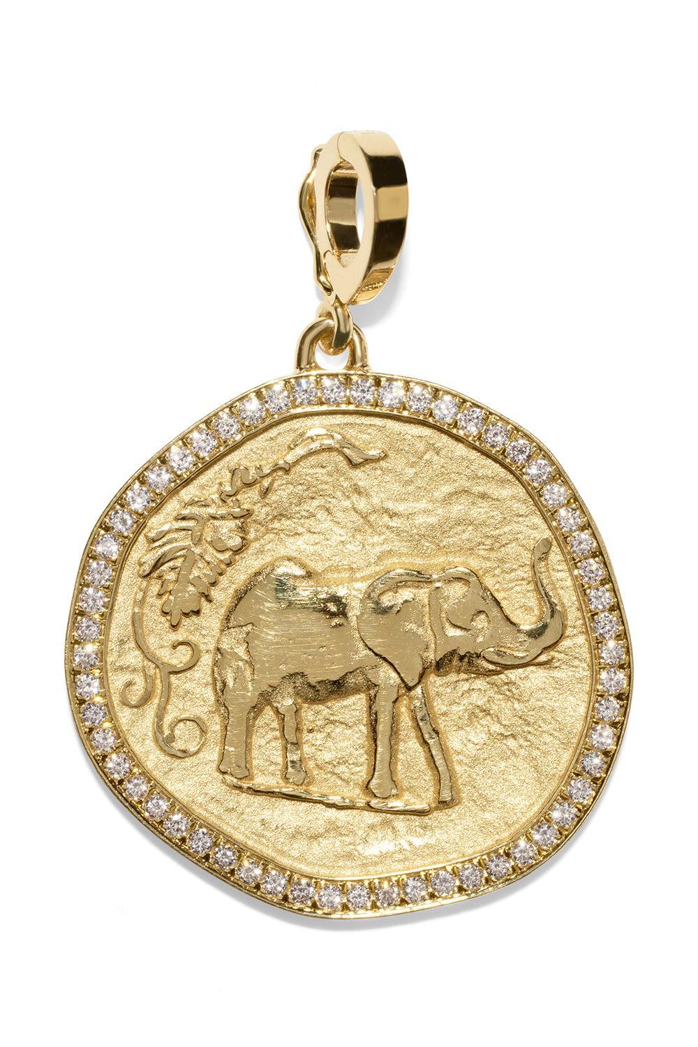 Diamond Border Elefante Large Coin Charm